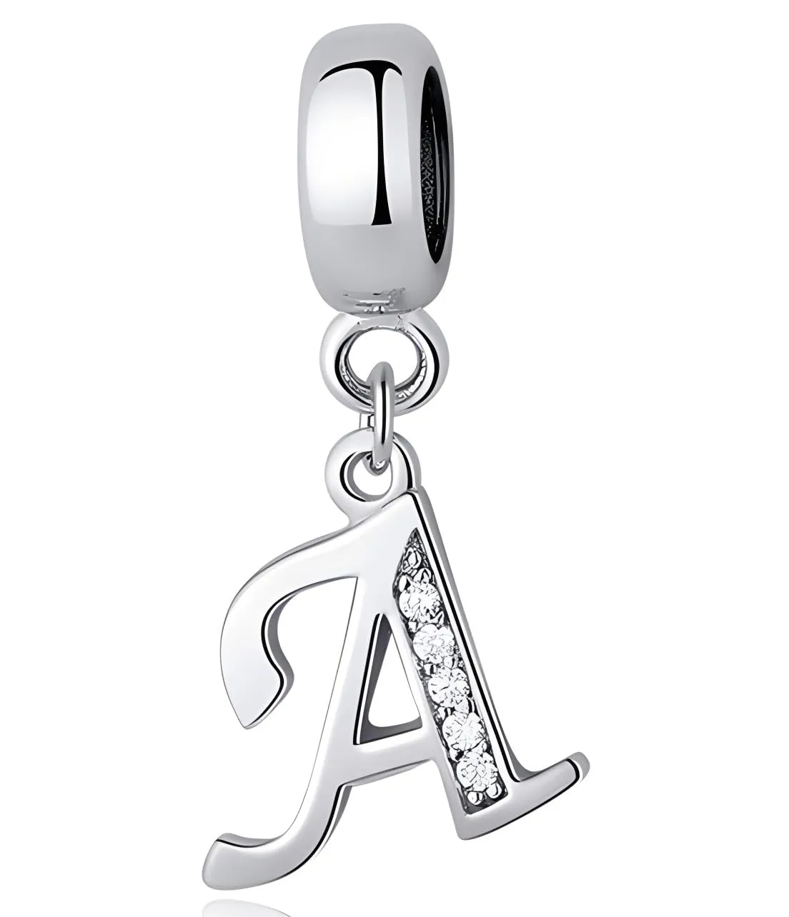 XWN Lettera Bead Charm Alfabeto in Argento Sterling 925 con Cubic Zirconia per Braccialetti e Collane Europee - immagine 1