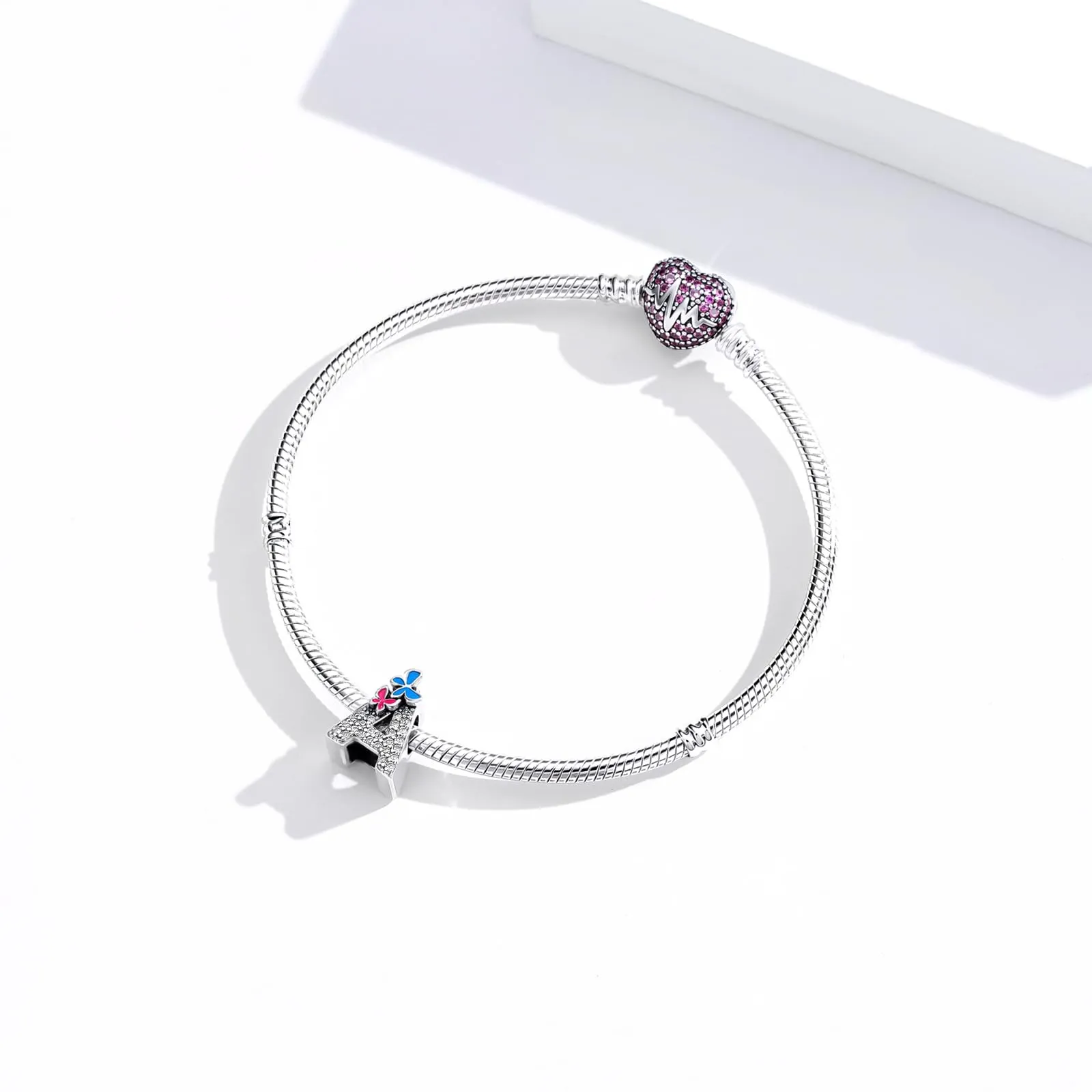XWN Lettera Bead Charm Alfabeto in Argento Sterling 925 con Cubic Zirconia per Braccialetti e Collane Europee - immagine 3