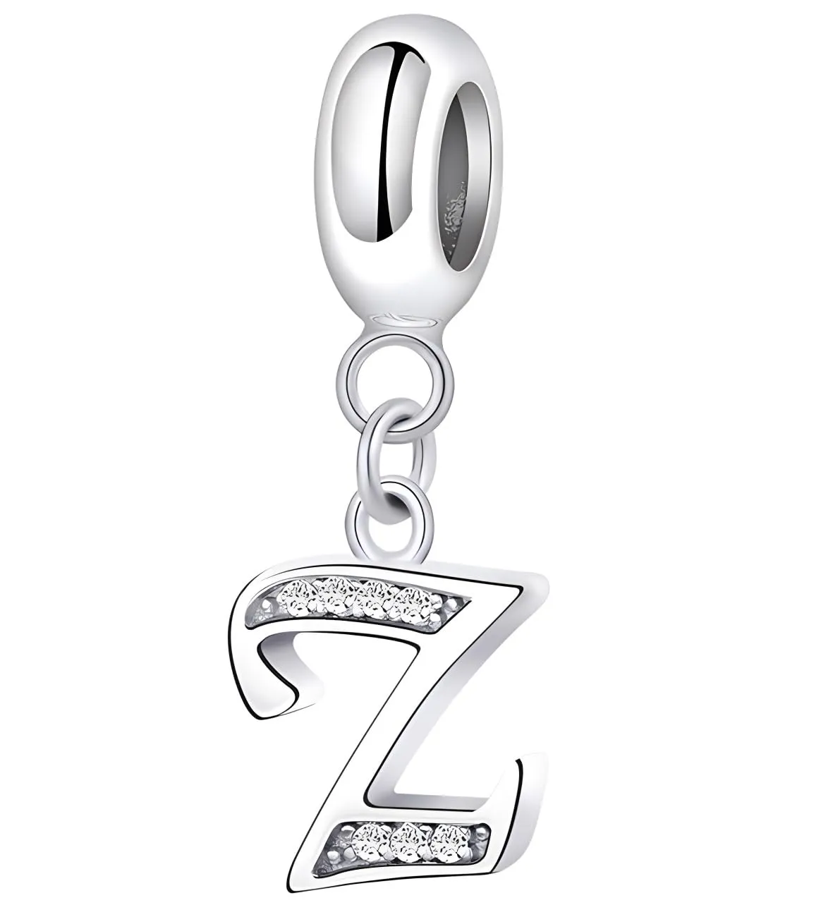 XWN Lettera Bead Charm Alfabeto in Argento Sterling 925 e Cubic Zirconia per Braccialetti e Collane Europee - immagine 1