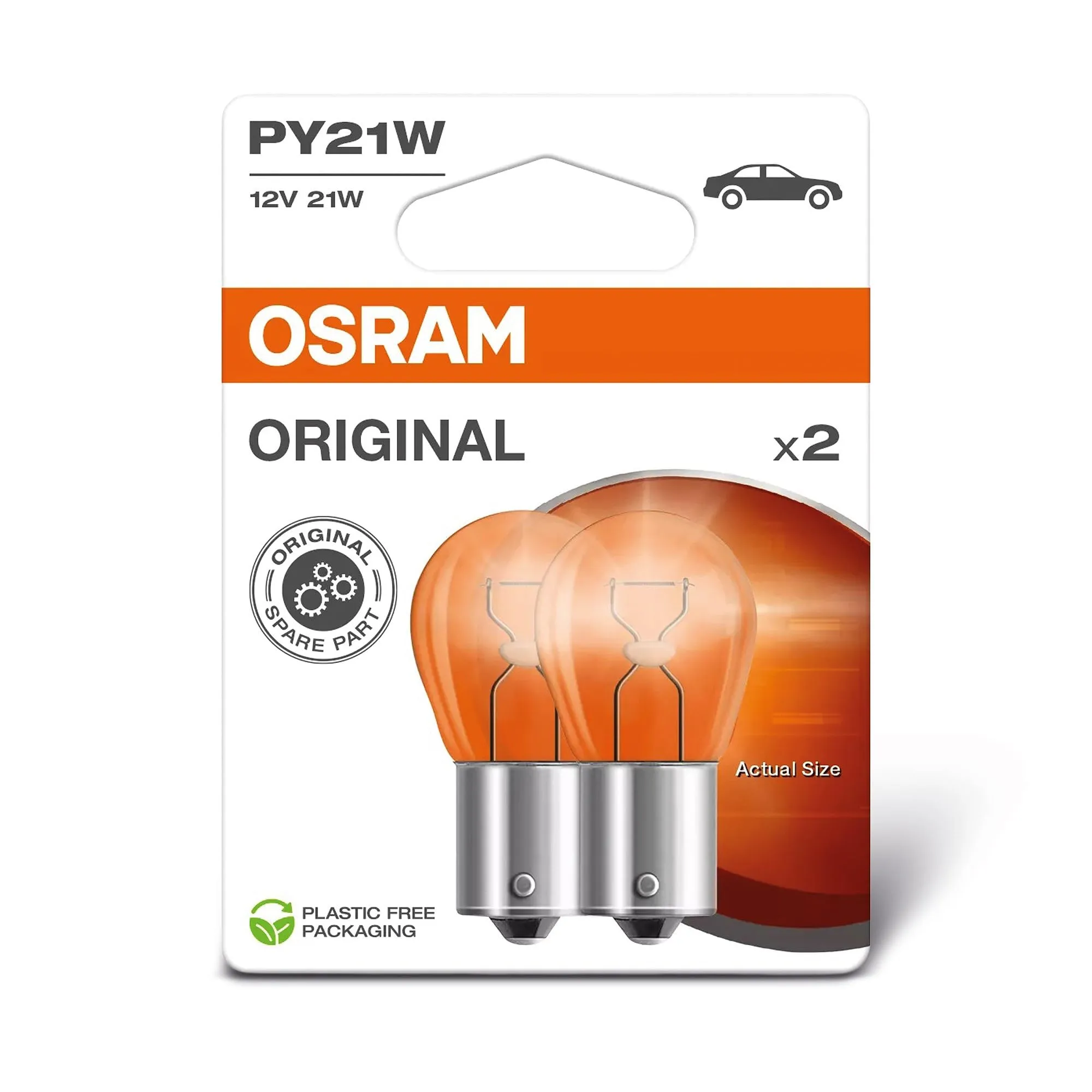 Osram Original Line 12V PY21W Signal Lamp, Metal Base, 2 Lamps - immagine 1
