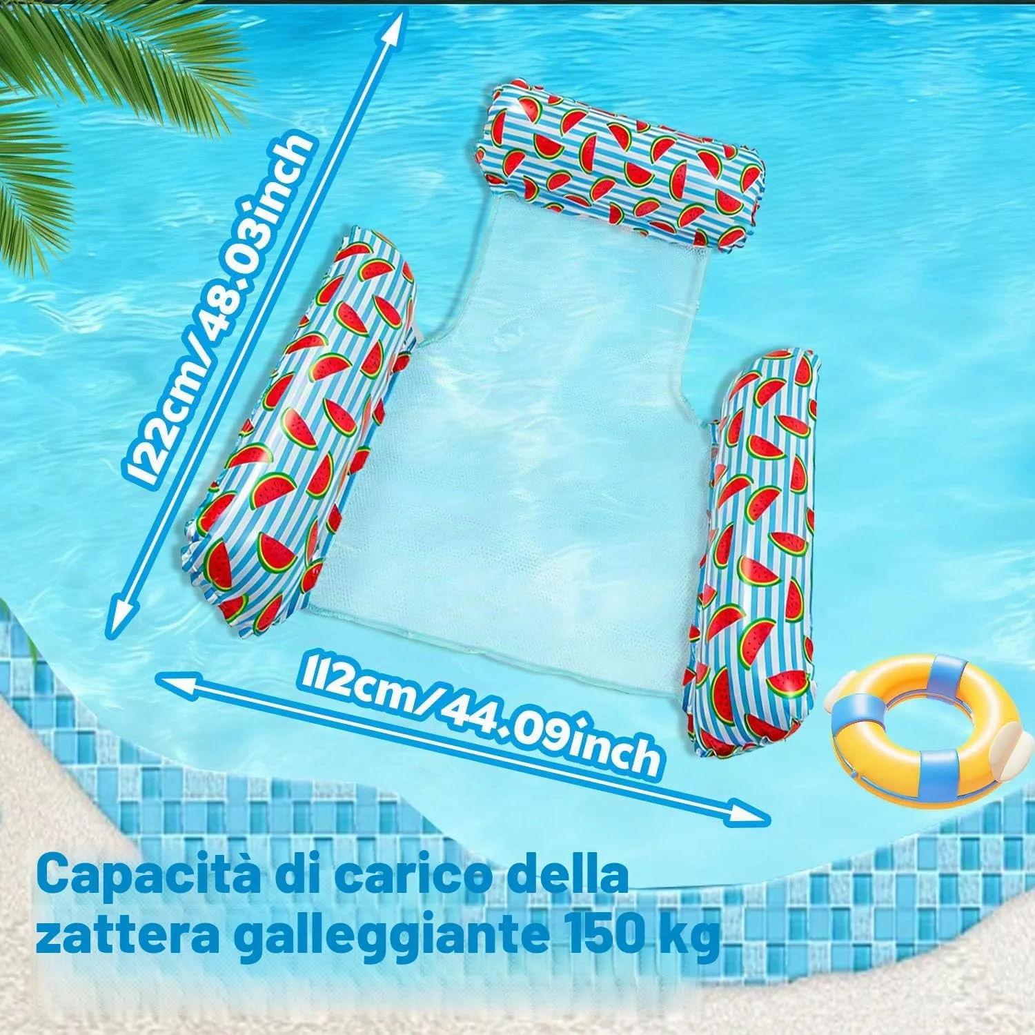 FFTANXS Set di 2 Materassini Mare XL 4-in-1 Amaca Galleggiante Gonfiabile con 2 Custodie Impermeabili per Telefono, 122 x 112 cm per Adulti e Bambini, Stile 2 - immagine 3
