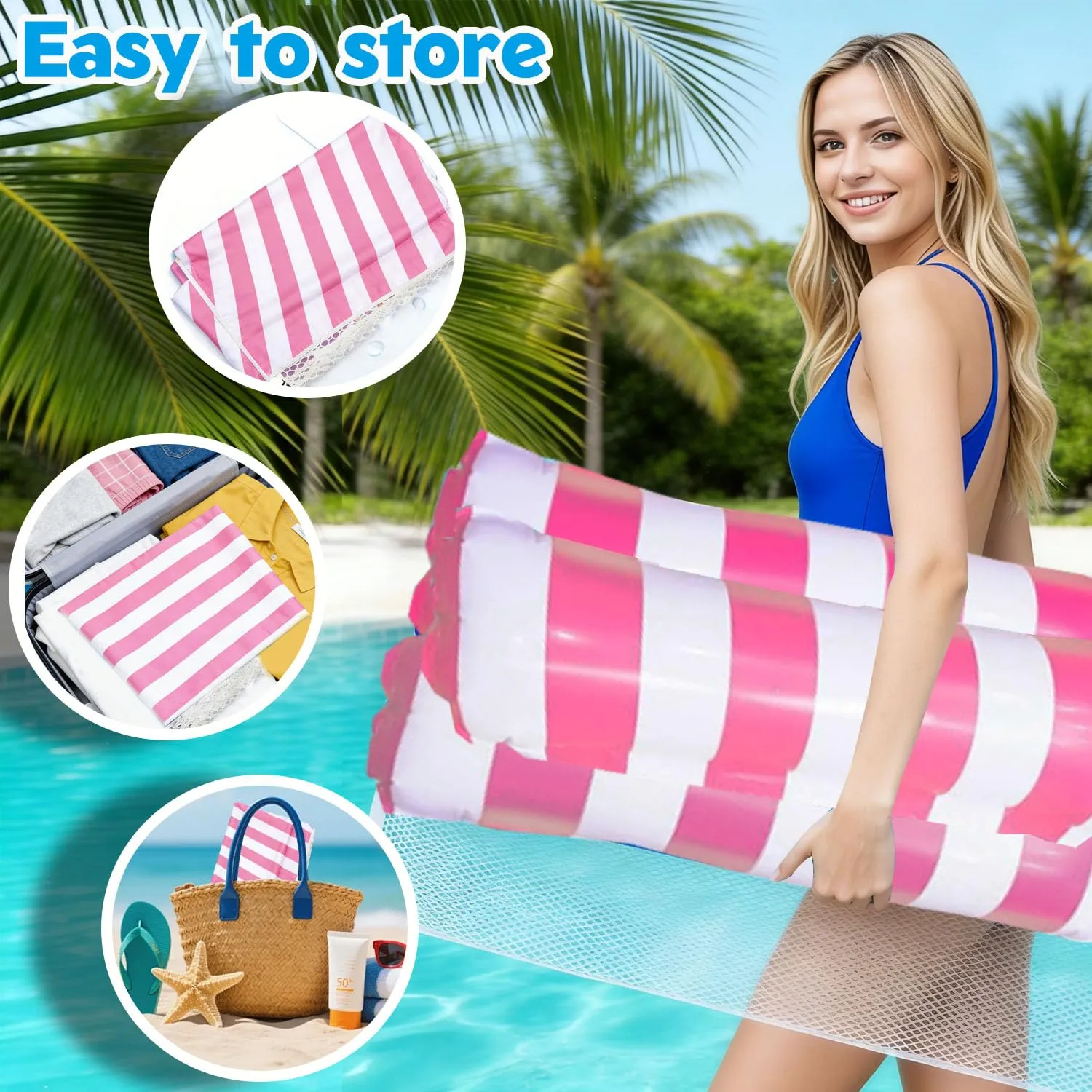FFTANXS Set di 2 Materassini Mare XL 4-in-1 Amaca Galleggiante Gonfiabile con 2 Custodie Impermeabili per Telefono, 122 x 112 cm per Adulti e Bambini, Stile 2 - immagine 4