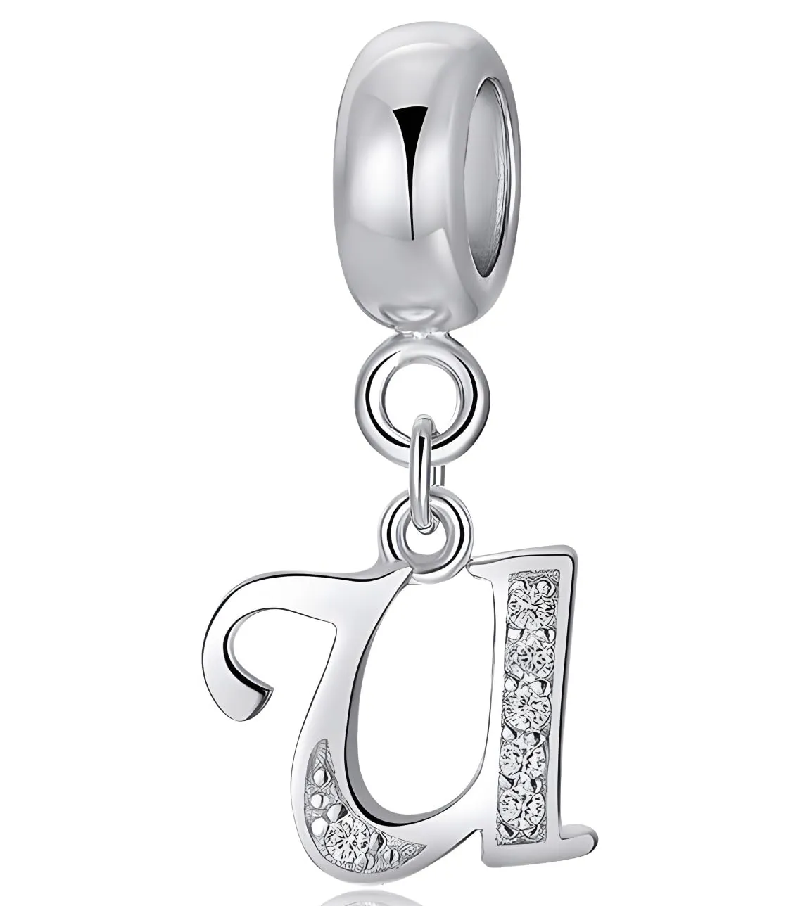 XWN Lettera Bead Charm Ciondolo Alfabeto Argento Sterling 925 con Cubic Zirconia per Braccialetti e Collane Europei - immagine 1