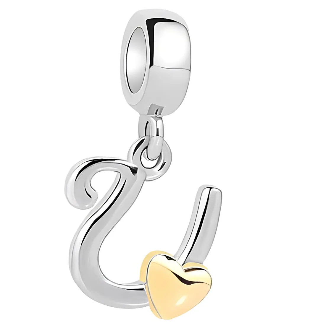 XWN Lettera Bead Charm Alfabeto in Argento Sterling 925 e Cubic Zirconia per Braccialetti e Collane Europee - immagine 1
