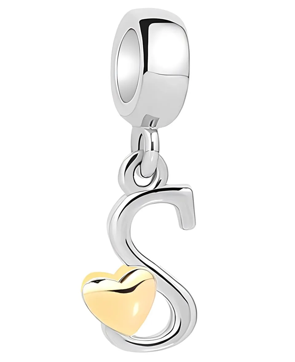 XWN Lettera Bead Charm Ciondolo Alfabeto in Argento Sterling 925 con Cubic Zirconia per Braccialetti Pandora e Collane Europee - immagine 1