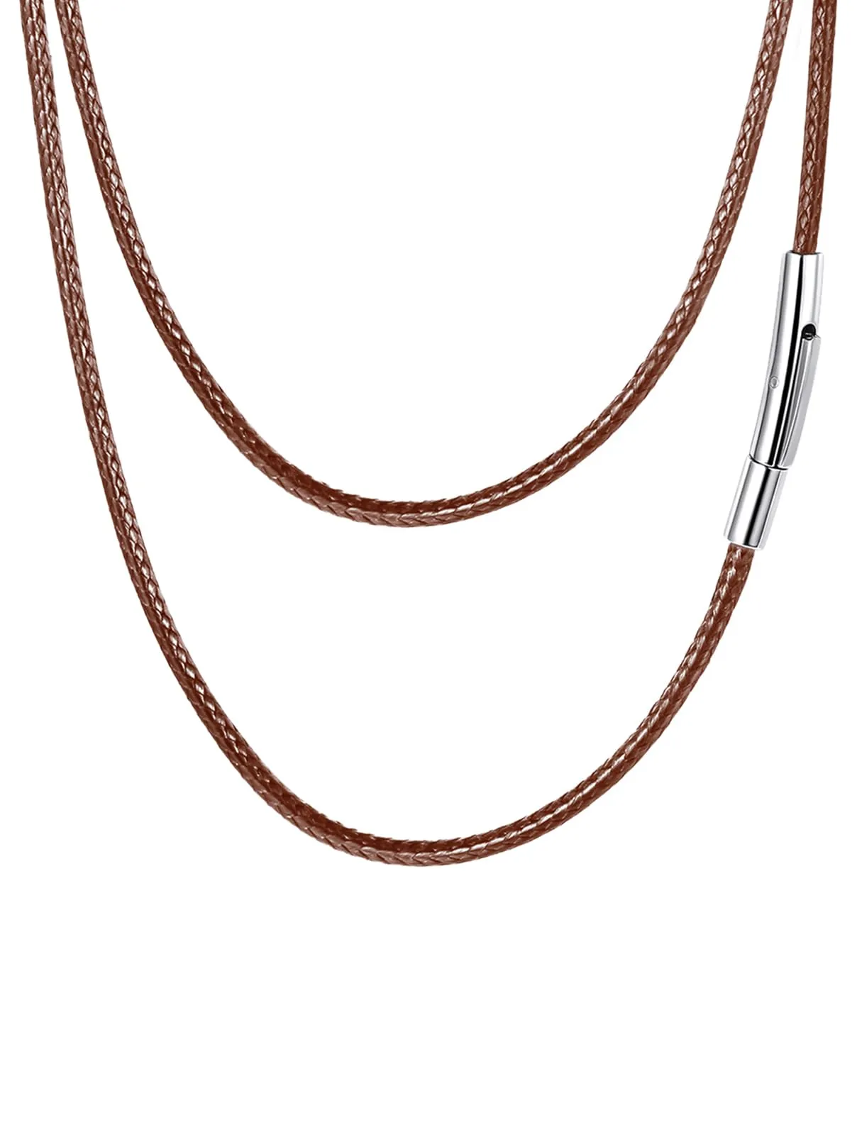 FaithHeart Cordino per Ciondolo in Pelle Intrecciata Impermeabile, 2mm, Marrone, 65 cm - immagine 1