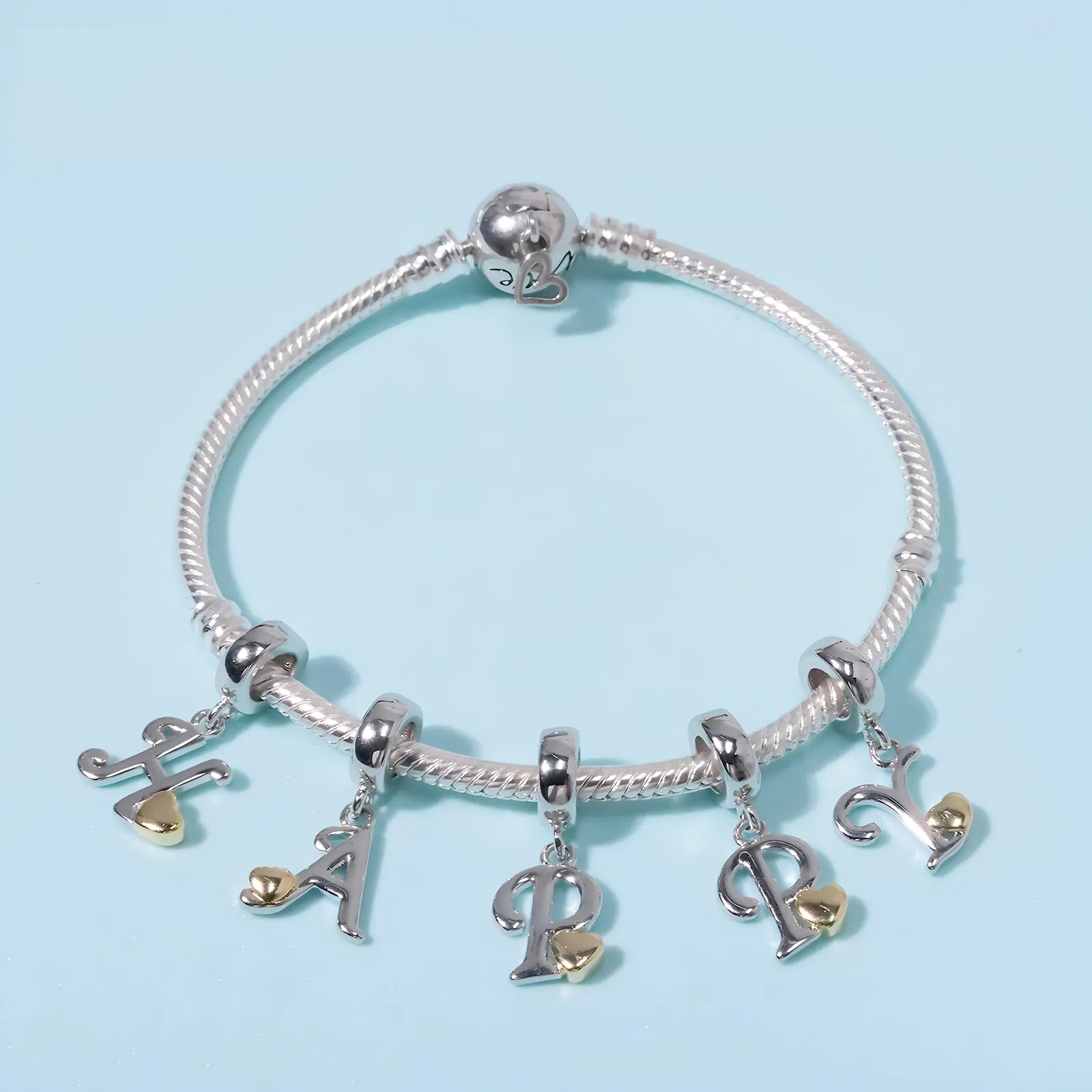 XWN Lettera Bead Charm Alfabeto in Argento Sterling 925 e Cubic Zirconia per Braccialetti e Collane Europee - immagine 7