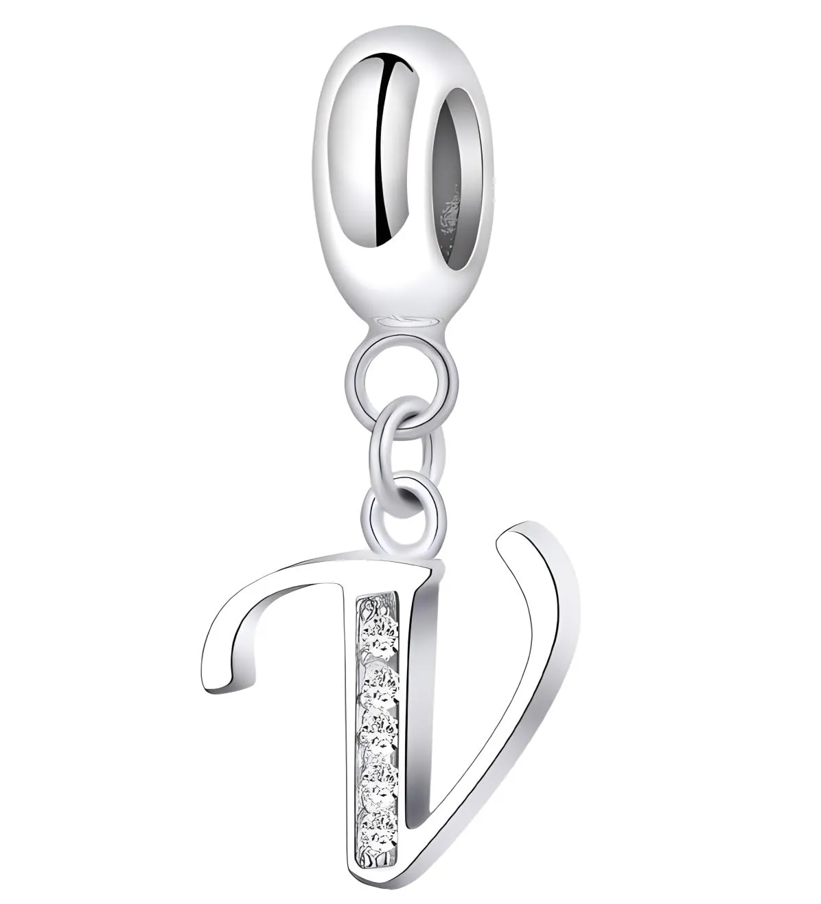 XWN Lettera Bead Charm Alfabeto in Argento Sterling 925 con Cubic Zirconia per Braccialetti e Collane Europee - immagine 1