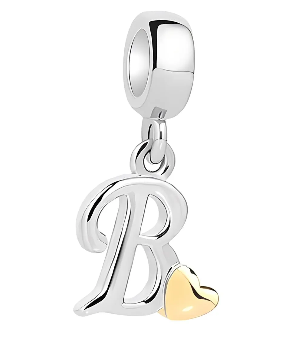 XWN Lettera Bead Charm Alfabeto in Argento Sterling 925 con Cubic Zirconia per Braccialetti e Collane Europee - immagine 1