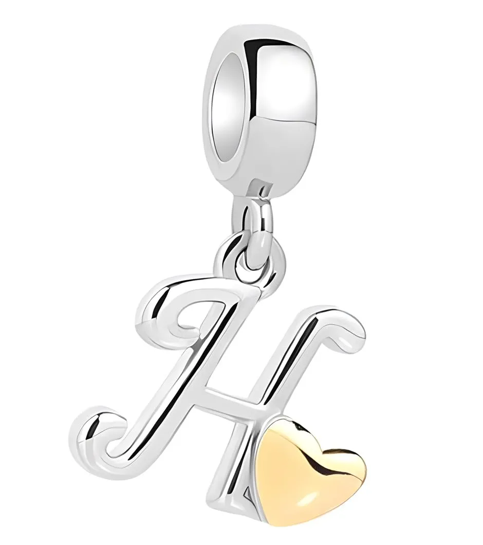 XWN Lettera Bead Charm Alfabeto in Argento Sterling 925 con Cubic Zirconia per Braccialetti e Collane Europee - immagine 1