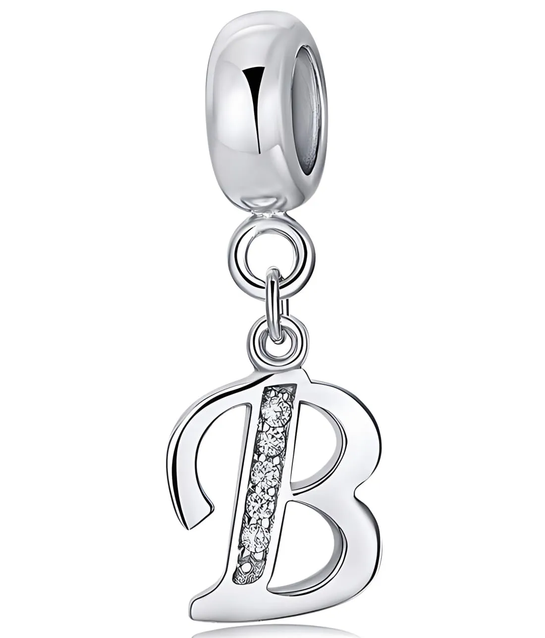 XWN Lettera Bead Charm Alfabeto in Argento Sterling 925 con Cubic Zirconia, Compatibile con Braccialetti e Collane Pandora e Europei - immagine 1