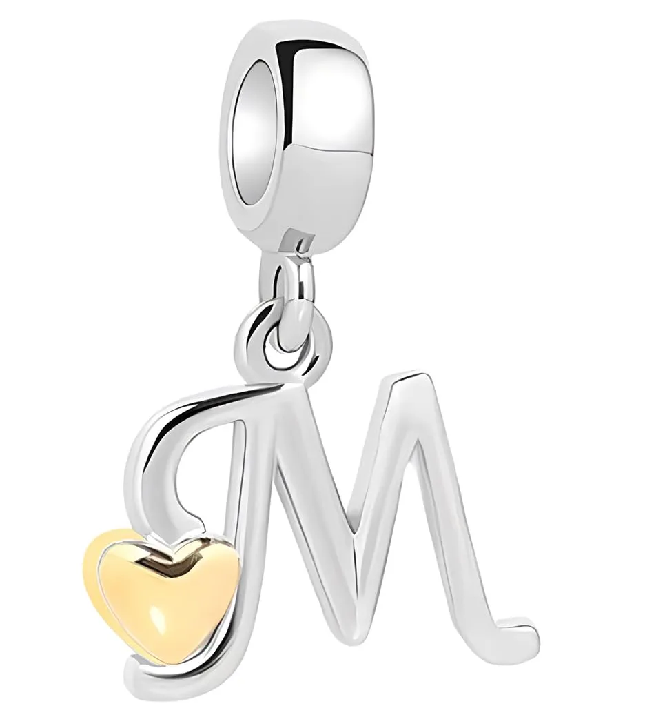 XWN Lettera Bead Charm Alfabeto in Argento Sterling 925 e Cubic Zirconia per Braccialetti Pandora e Collane Europee - immagine 1