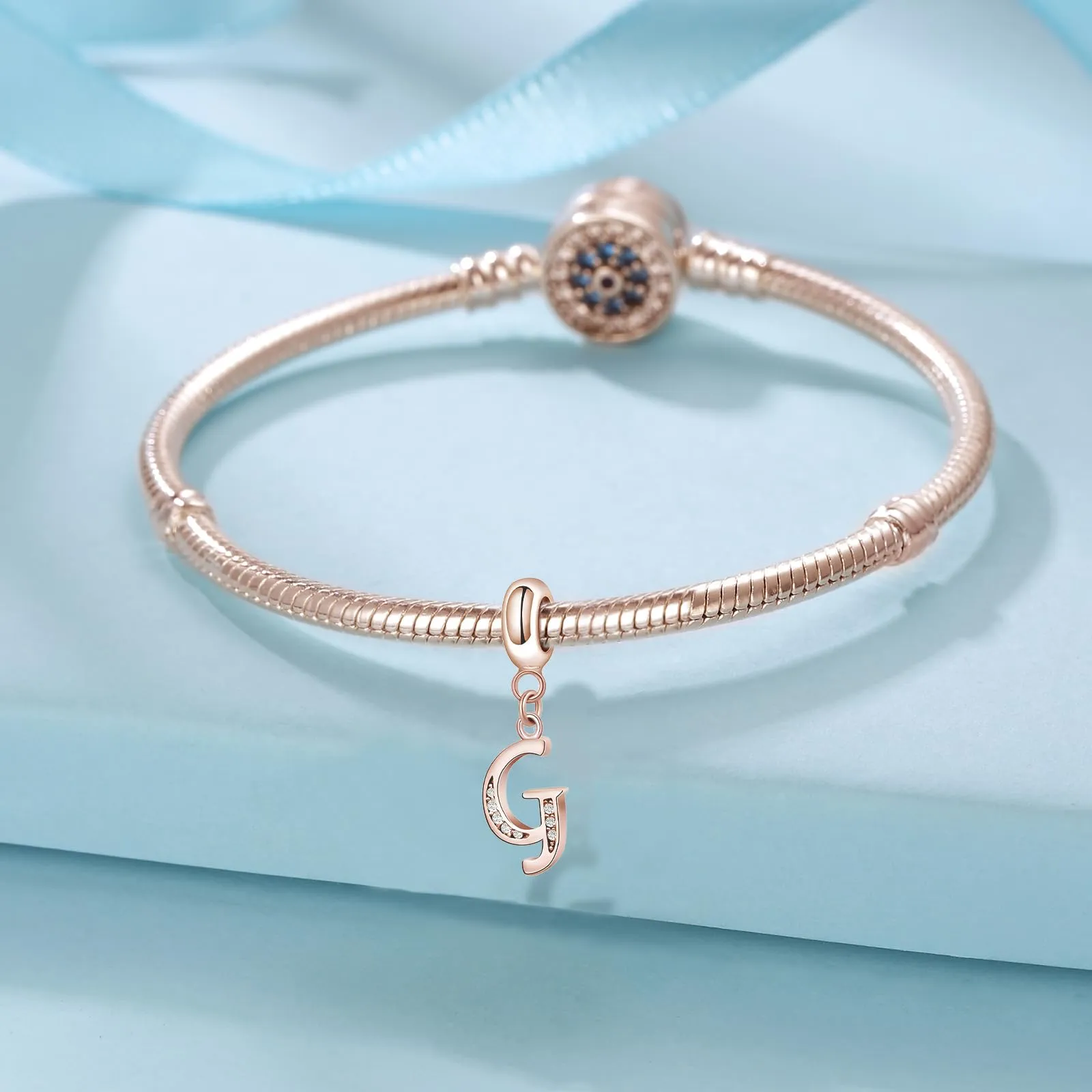 XWN Lettera Bead Charm Alfabeto in Argento Sterling 925 con Cubic Zirconia per Braccialetti e Collane Europei - immagine 2