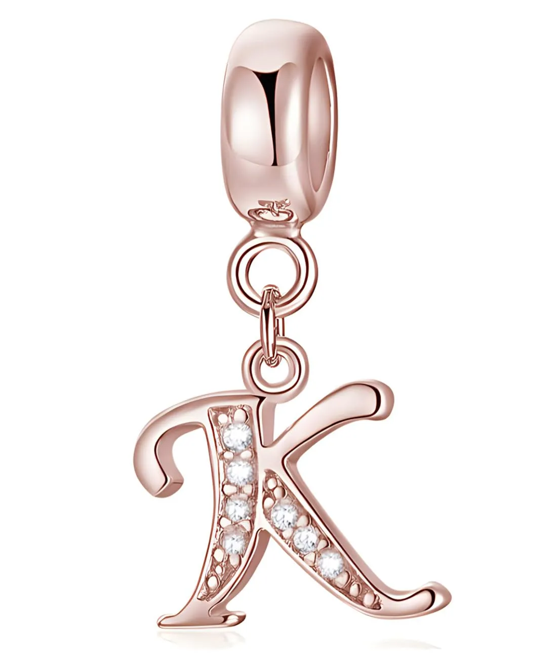 XWN Lettera Bead Charm Alfabeto in Argento Sterling 925 con Cubic Zirconia per Braccialetti e Collane Europei - immagine 1