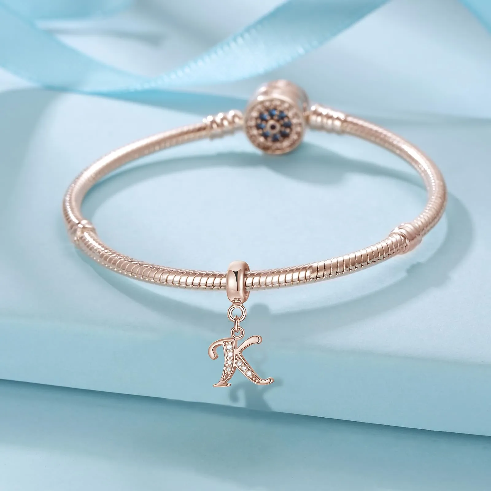 XWN Lettera Bead Charm Alfabeto in Argento Sterling 925 con Cubic Zirconia per Braccialetti e Collane Europei - immagine 2