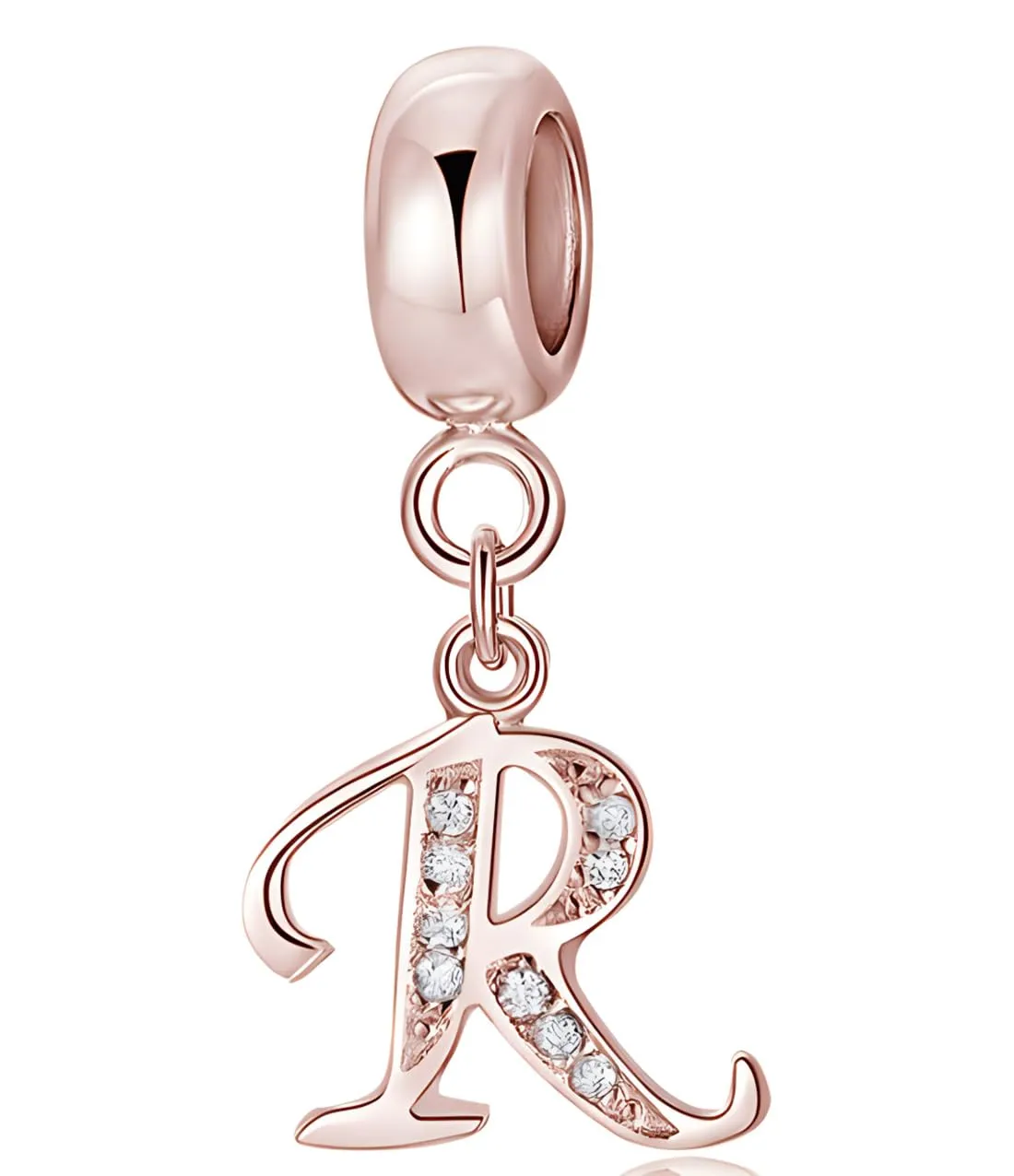XWN Lettera Bead Charm Alfabeto in Argento Sterling 925 con Cubic Zirconia per Bracciali e Collane Europee - immagine 1