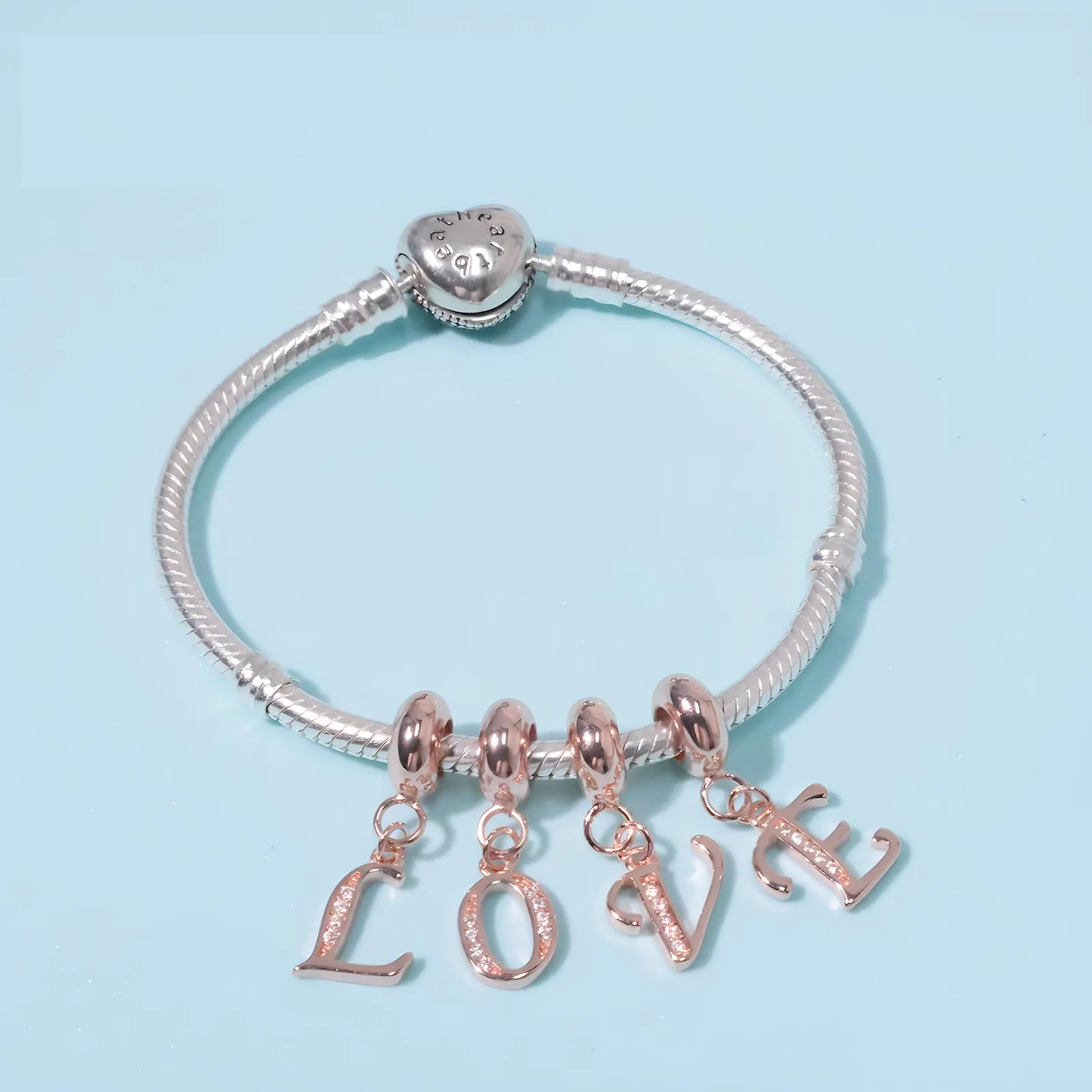 XWN Lettera Bead Charm Alfabeto in Argento Sterling 925 con Cubic Zirconia per Bracciali e Collane Europee - immagine 7