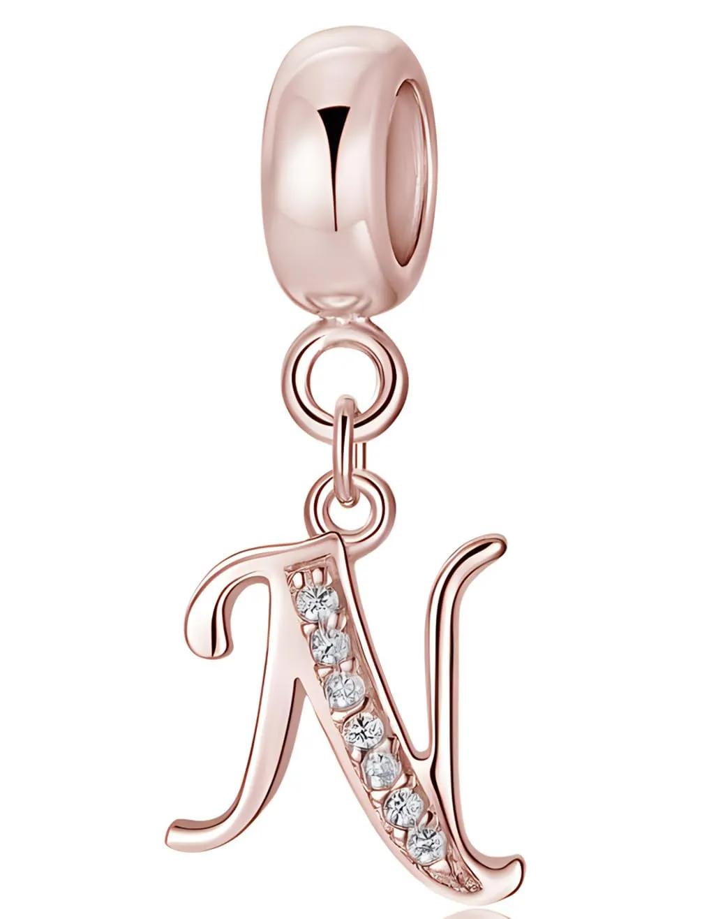 XWN Lettera Bead Charm Alfabeto Argento Sterling 925 con Cubic Zirconia per Braccialetti Pandora e Collane Europee - immagine 1