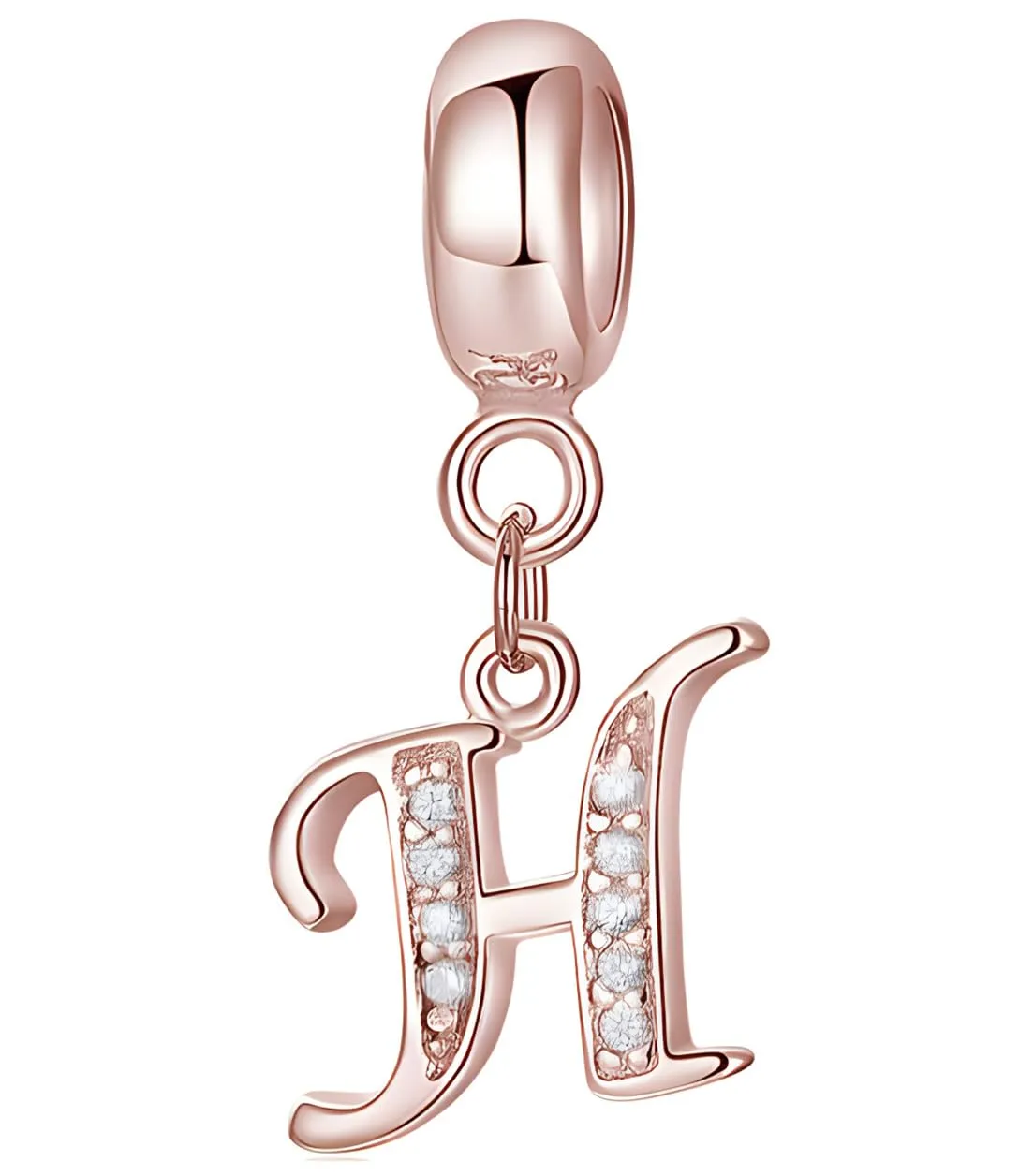 XWN Lettera Bead Charm Alfabeto in Argento Sterling 925 e Cubic Zirconia per Braccialetti e Collane Europee - immagine 1