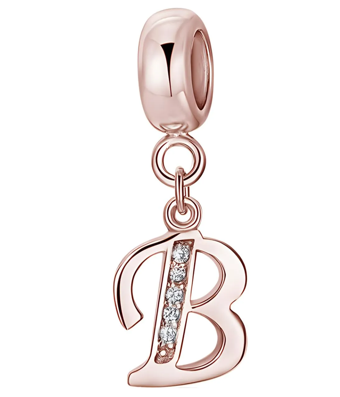 XWN Lettera Bead Charm Alfabeto in Argento Sterling 925 con Cubic Zirconia per Braccialetti e Collane Europee - immagine 1
