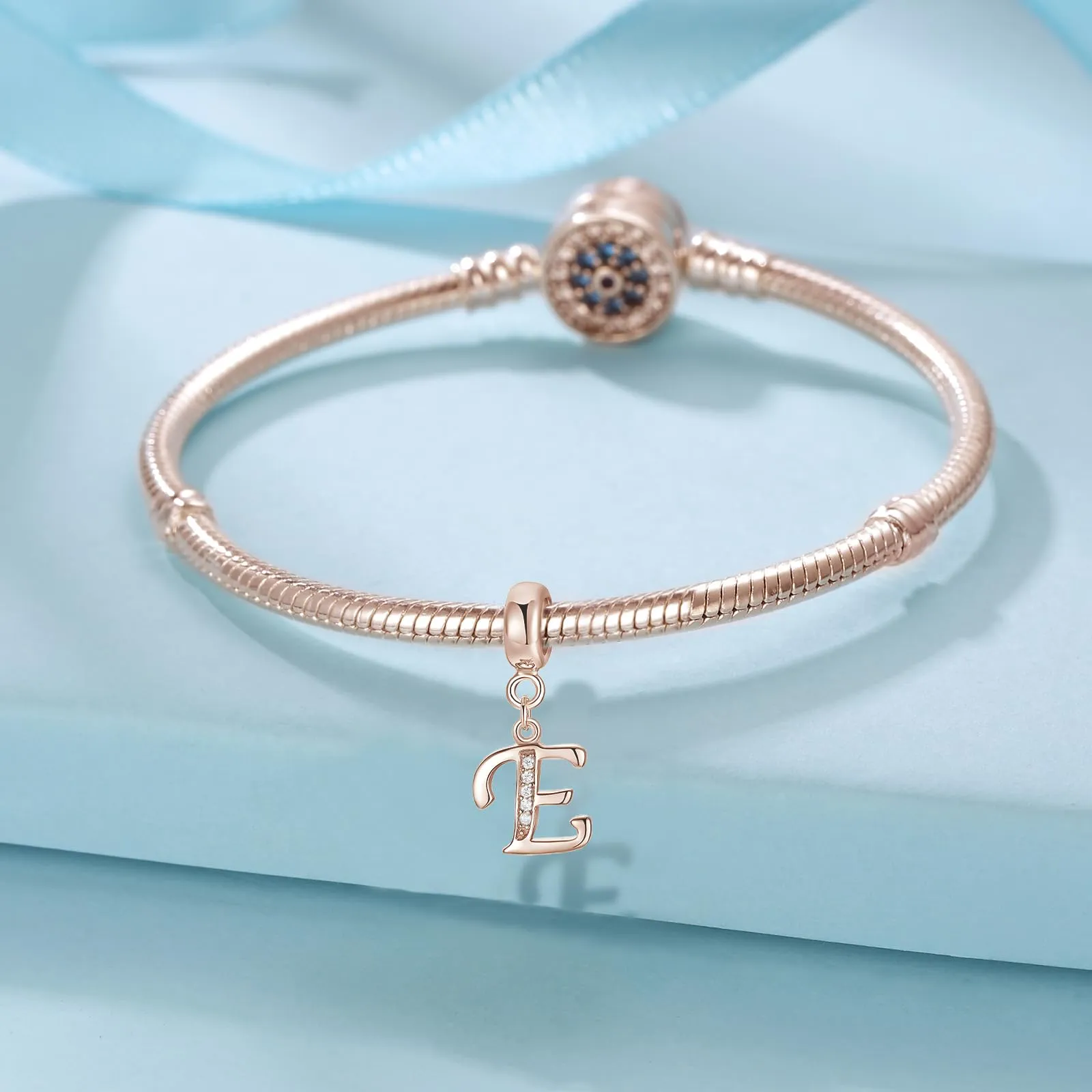 XWN Lettera Bead Charm Alfabeto in Argento Sterling 925 con Cubic Zirconia per Braccialetti e Collane European Style - immagine 2