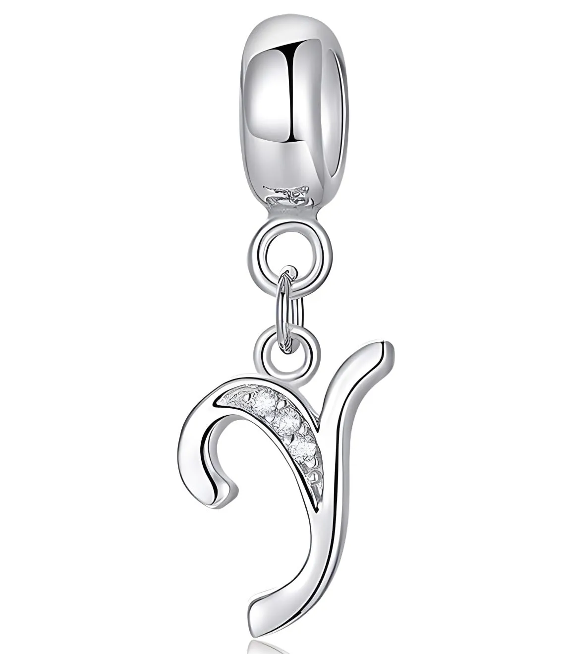 XWN Lettera Bead Charm Ciondolo Alfabeto in Argento Sterling 925 con Cubic Zirconia per Braccialetti e Collane Europei - immagine 1