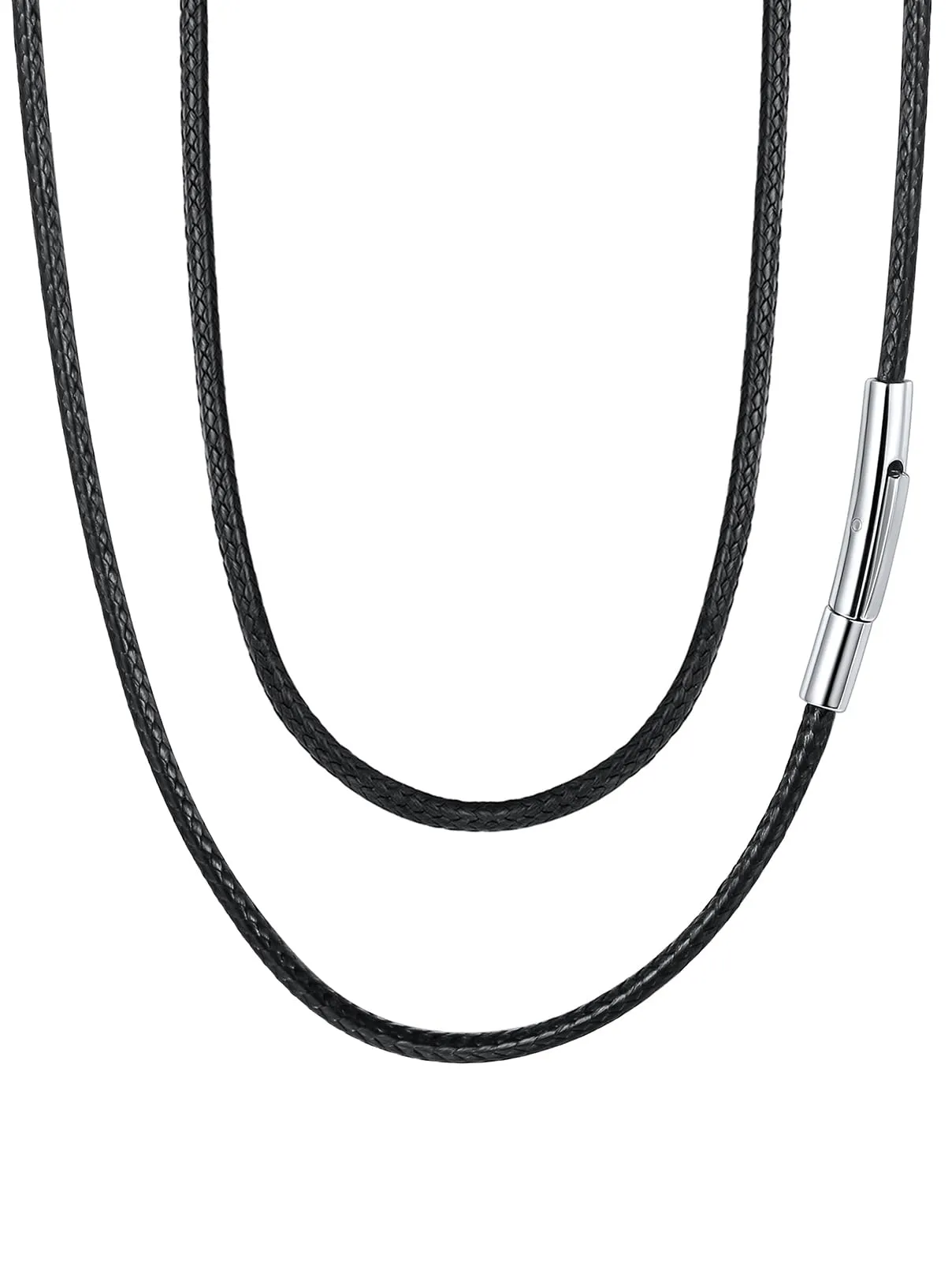 FaithHeart Cordino per Ciondolo in Pelle Intrecciato Impermeabile, 2mm, Nero, 45 cm - immagine 1