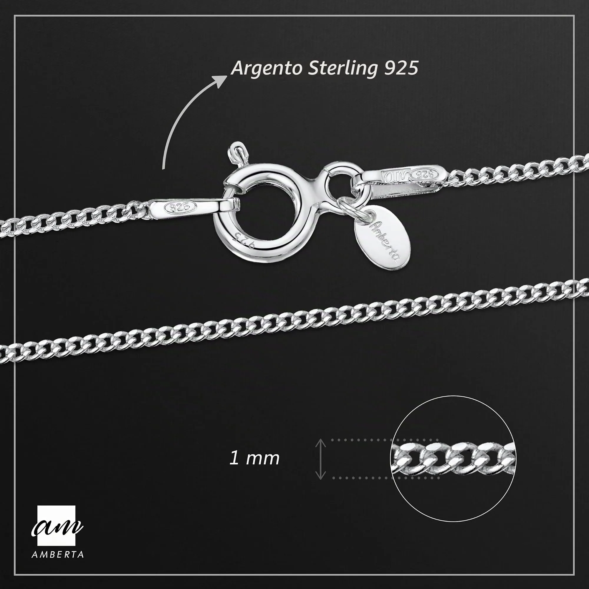 Amberta Collanina Catenina Argento Sterling 925 Modello Barbazzale 1.1 mm - 60 cm - immagine 3