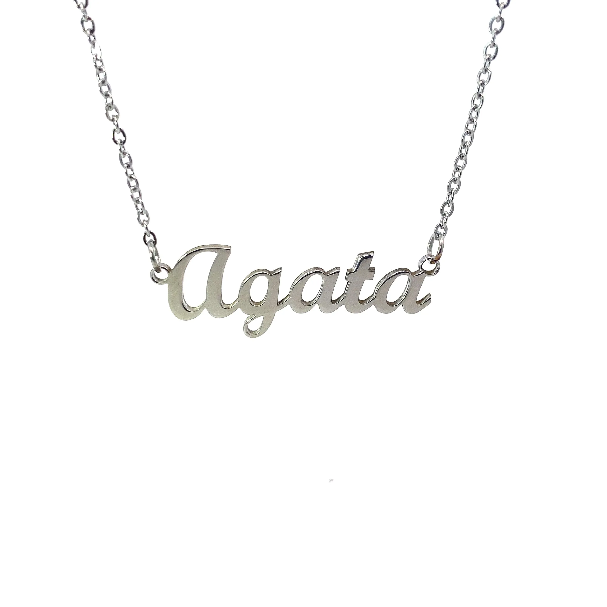10:10 Collana Donna Nome Personalizzato in Acciaio Inox Anallergico, Finitura Lucida, Catena Sottile Regolabile (Agata) - immagine 1