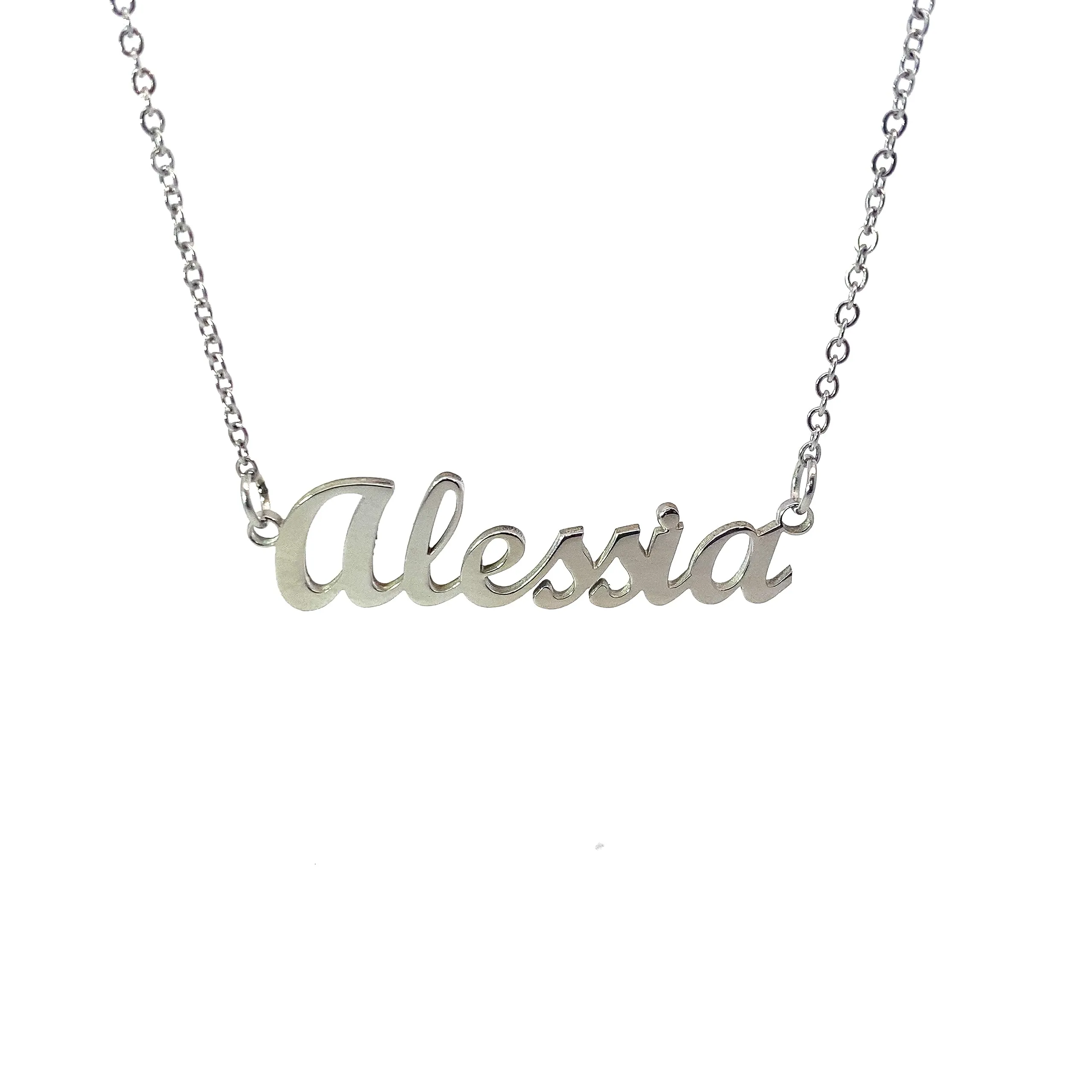 10:10 Collana Donna Nome Personalizzato in Acciaio Inox Anallergico, Finitura Lucida, Catena Sottile Regolabile (Alessia) - immagine 1