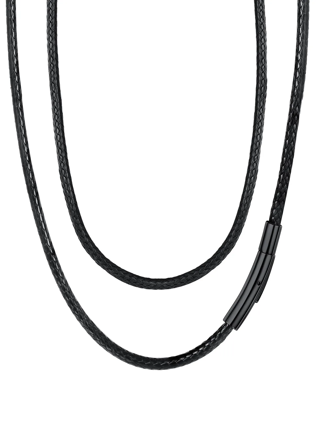 FaithHeart Collana in Cuoio Sintetico per Uomo 2/3 mm Nero/Marrone, 40-75 cm - immagine 1
