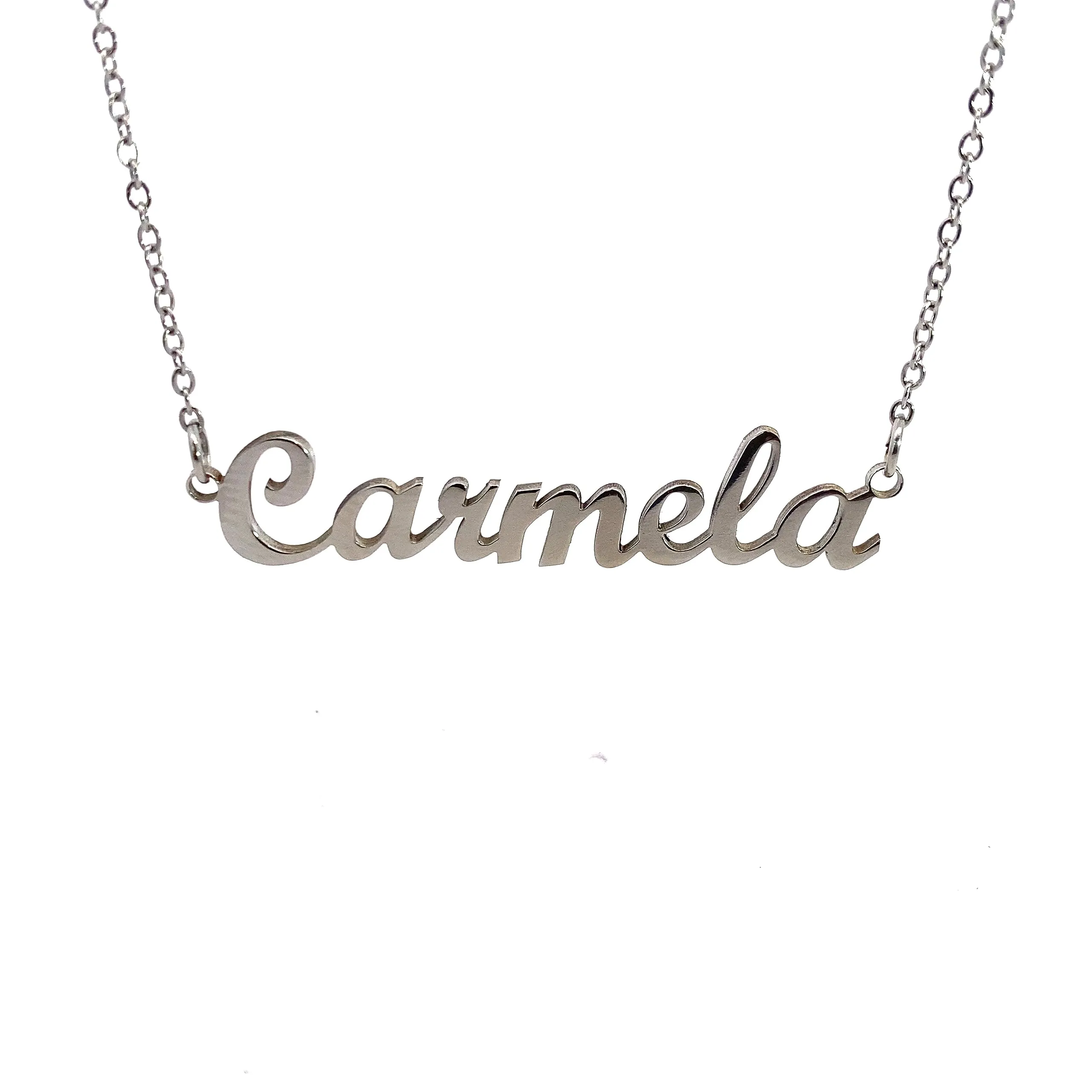 10:10 Collana Donna Nome Personalizzato in Acciaio Inox Anallergico, Finitura Lucida, Catena Sottile Regolabile (Carmela) - immagine 1