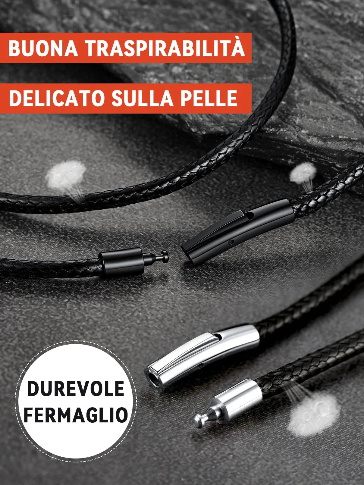 FaithHeart Collana in Pelle Sintetica per Uomo, 2/3 mm, 40-75 cm - immagine 9