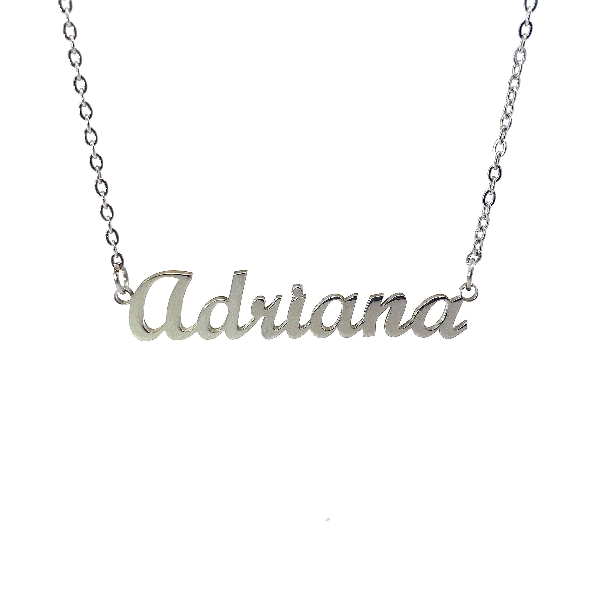 10:10 Collana Donna Nome Personalizzato in Acciaio Inox Anallergico, Finitura Lucida, Catena Sottile Regolabile (Adriana) - immagine 1