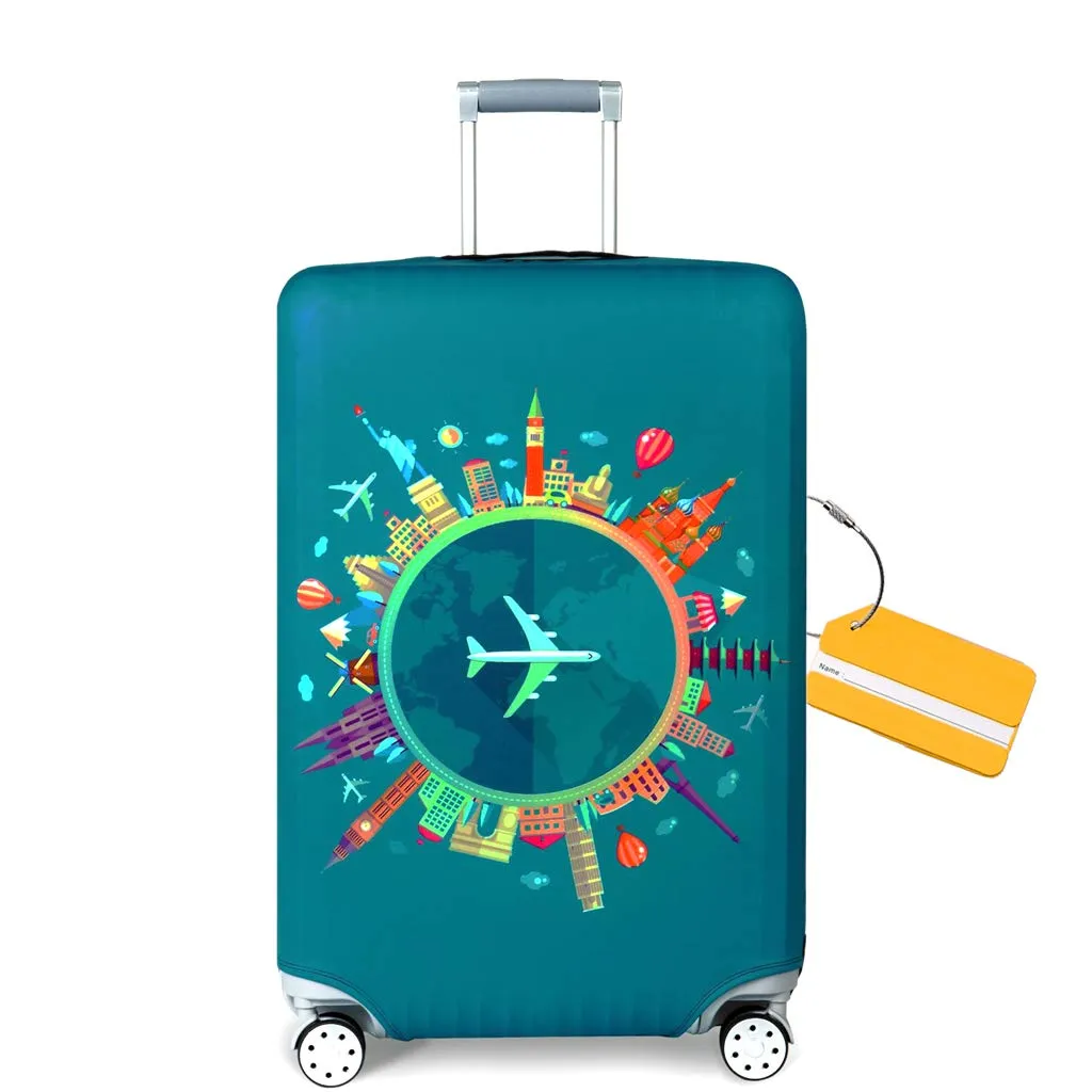 OrgaWise Copri Valigia per Bagaglio da Viaggio 22-24 pollici con Etichetta (Verde-piano, M) - immagine 1