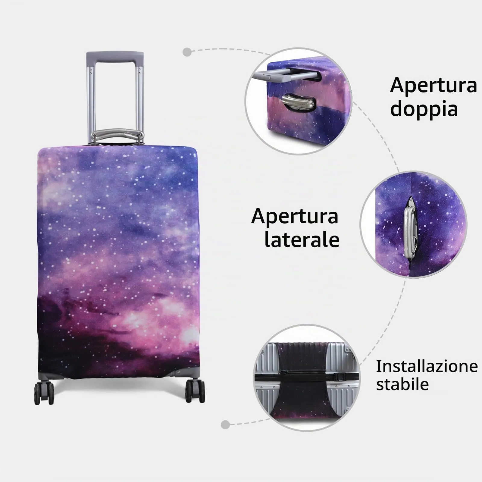 OrgaWise Copri Valigia 22-24 pollici con Etichetta per Bagaglio, Galassia, M - immagine 7