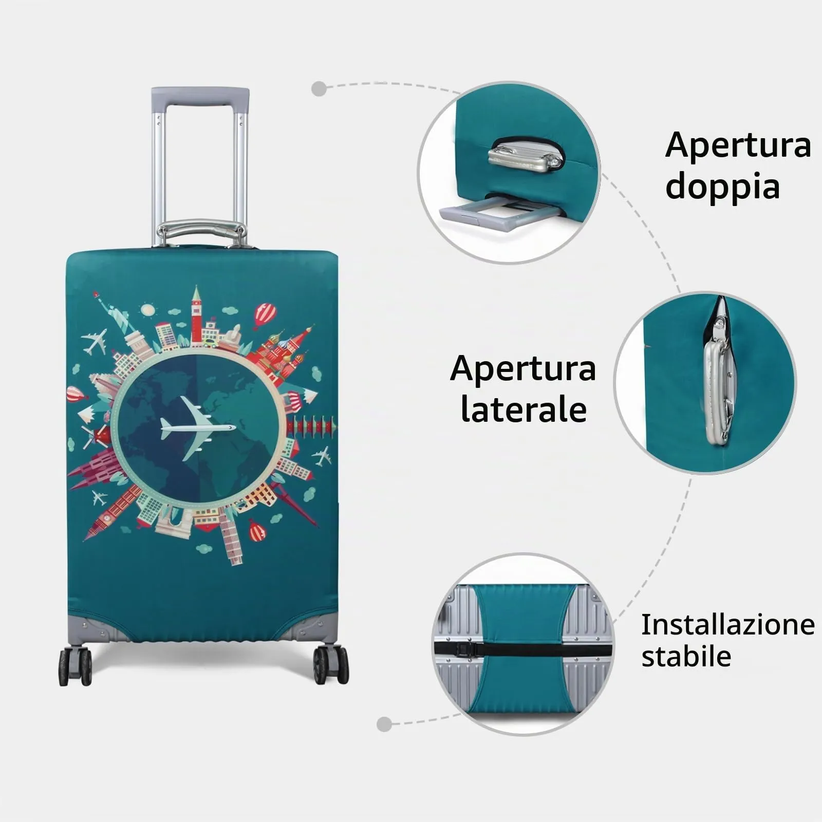 OrgaWise Copri Valigia 29-32 pollici con Etichetta per Bagaglio (Verde-piano, XL) - immagine 7