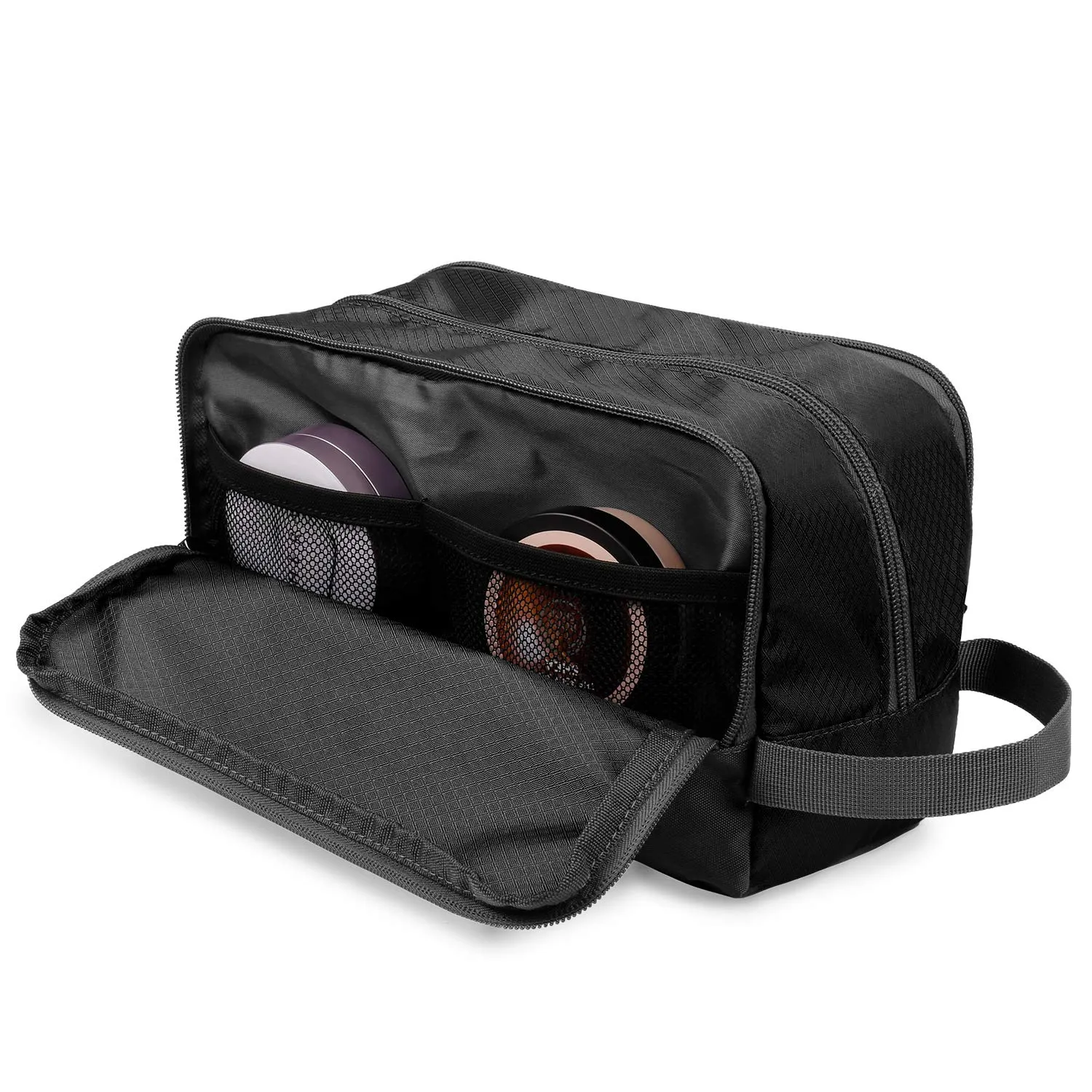 WANDF Borsa da toilette in Nylon Leggero per uomo e donna, Nero - immagine 3