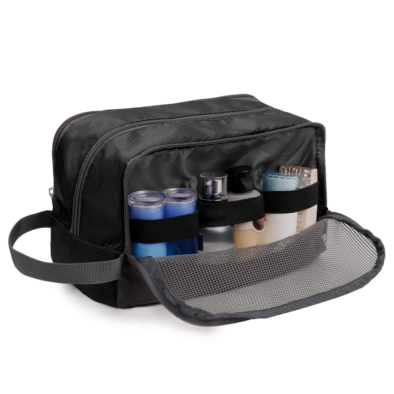 WANDF Borsa da toilette in Nylon Leggero per uomo e donna, Nero - immagine 4