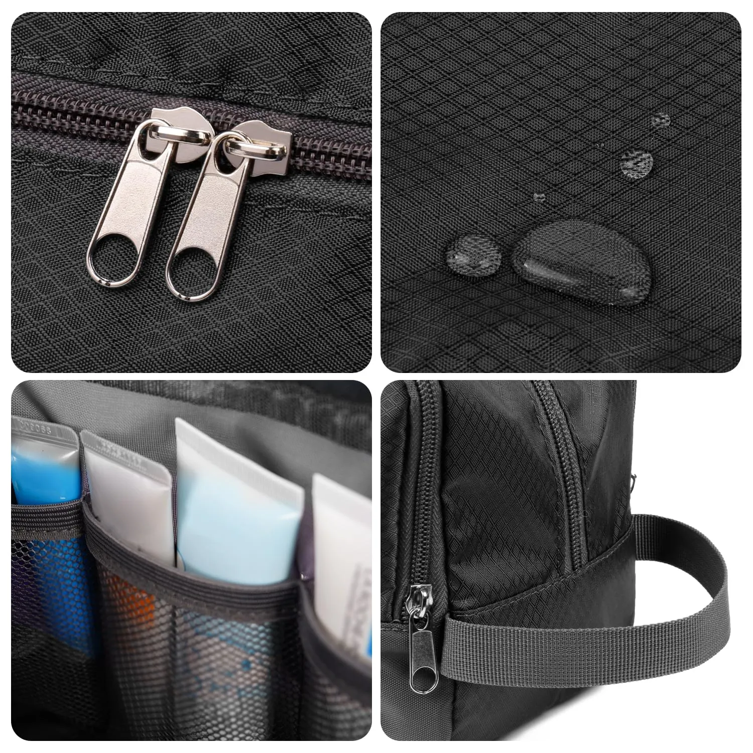 WANDF Borsa da toilette in Nylon Leggero per uomo e donna, Nero - immagine 7