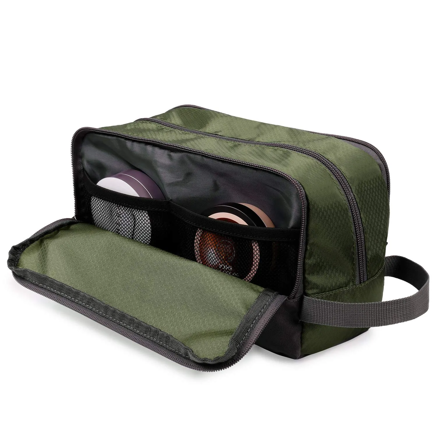 WANDF Borsa da toilette e cosmetica in Nylon Leggero, Verde Militare - immagine 3