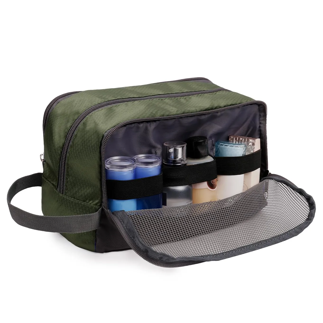 WANDF Borsa da toilette e cosmetica in Nylon Leggero, Verde Militare - immagine 4