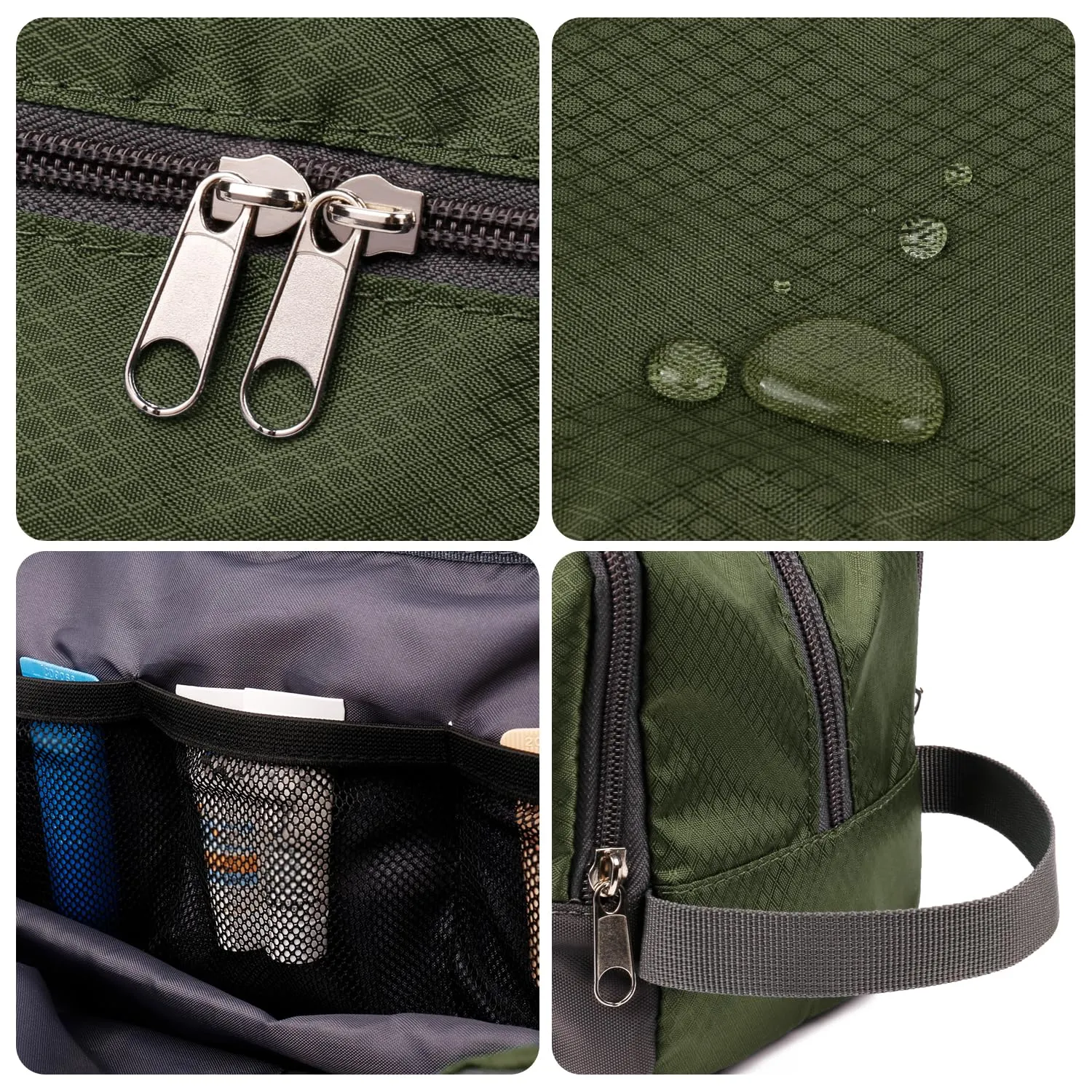 WANDF Borsa da toilette e cosmetica in Nylon Leggero, Verde Militare - immagine 7