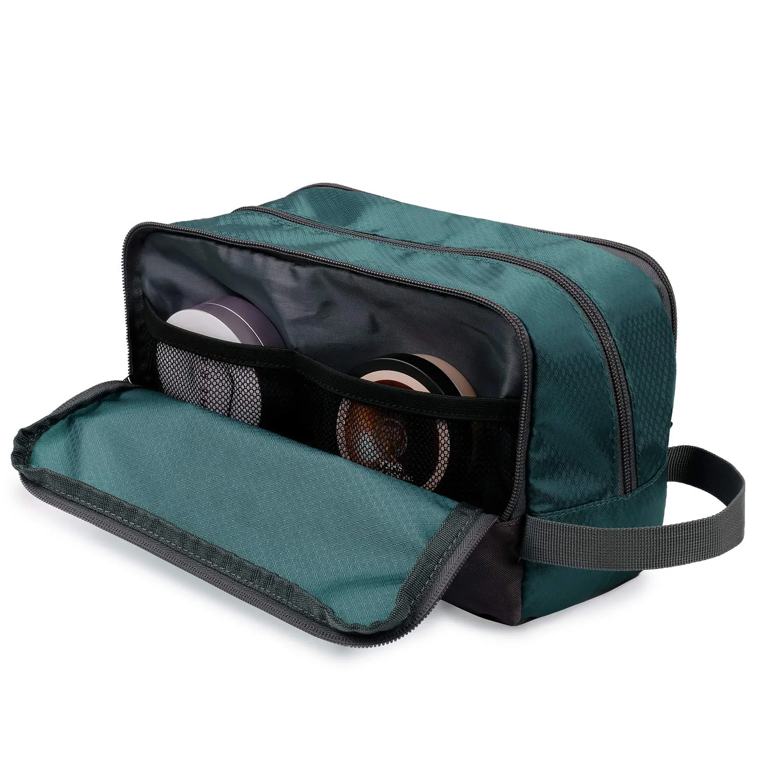 WANDF Borsa da toilette in nylon leggero per uomo e donna, Verde malachite - immagine 3