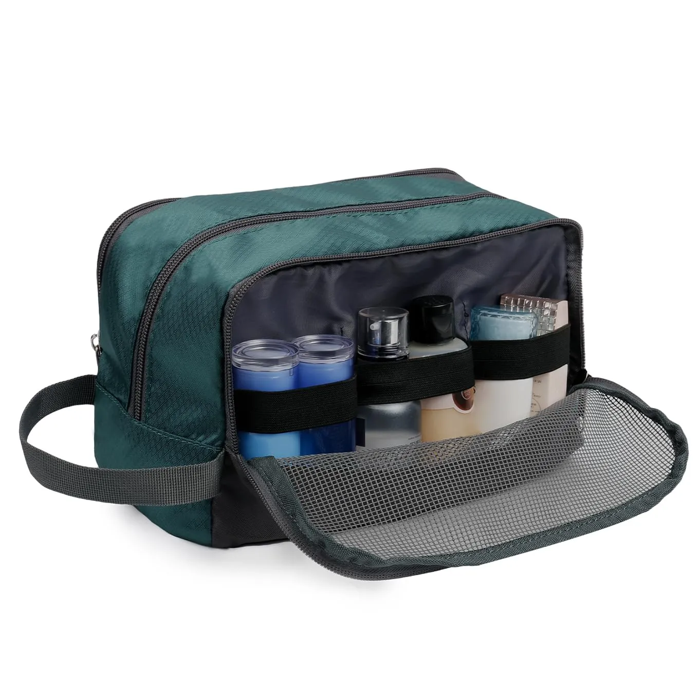 WANDF Borsa da toilette in nylon leggero per uomo e donna, Verde malachite - immagine 4