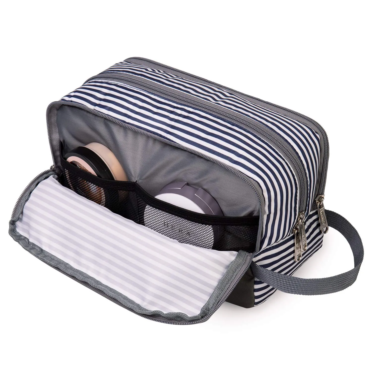 WANDF Borsa da toilette in Nylon Leggero per Uomo e Donna (A-Stripes) - immagine 3