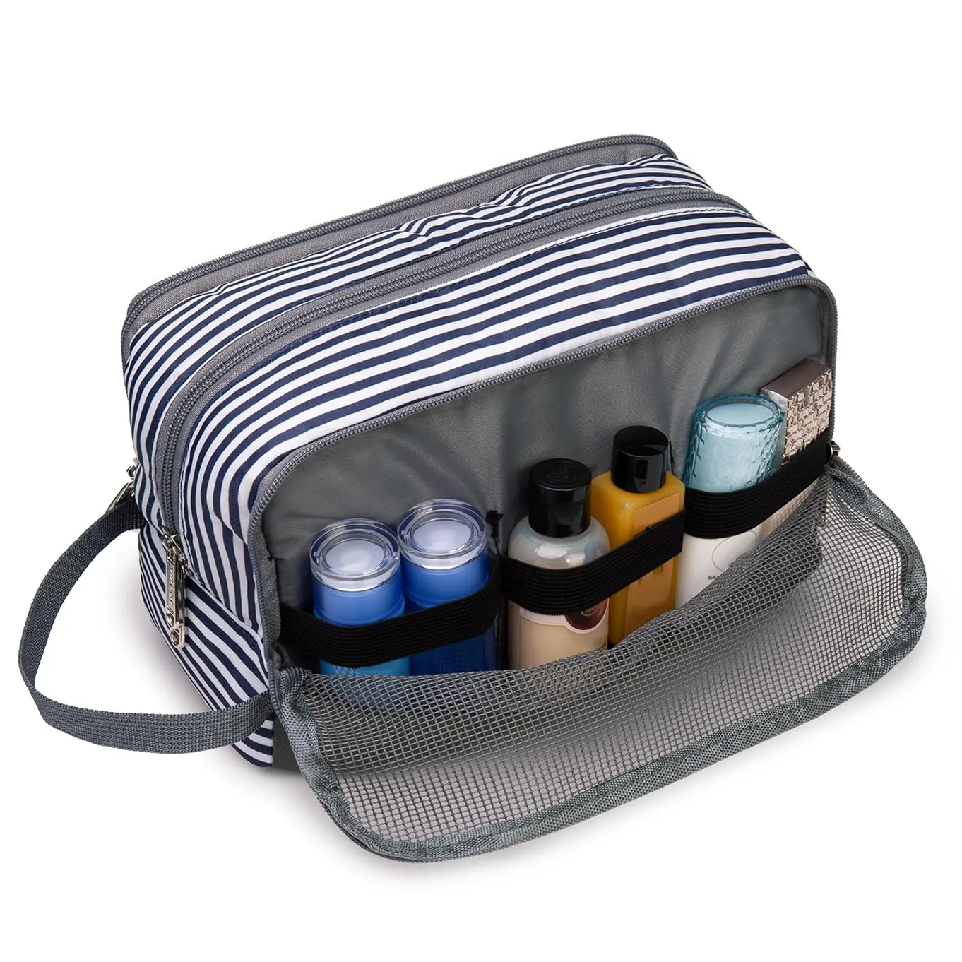 WANDF Borsa da toilette in Nylon Leggero per Uomo e Donna (A-Stripes) - immagine 4