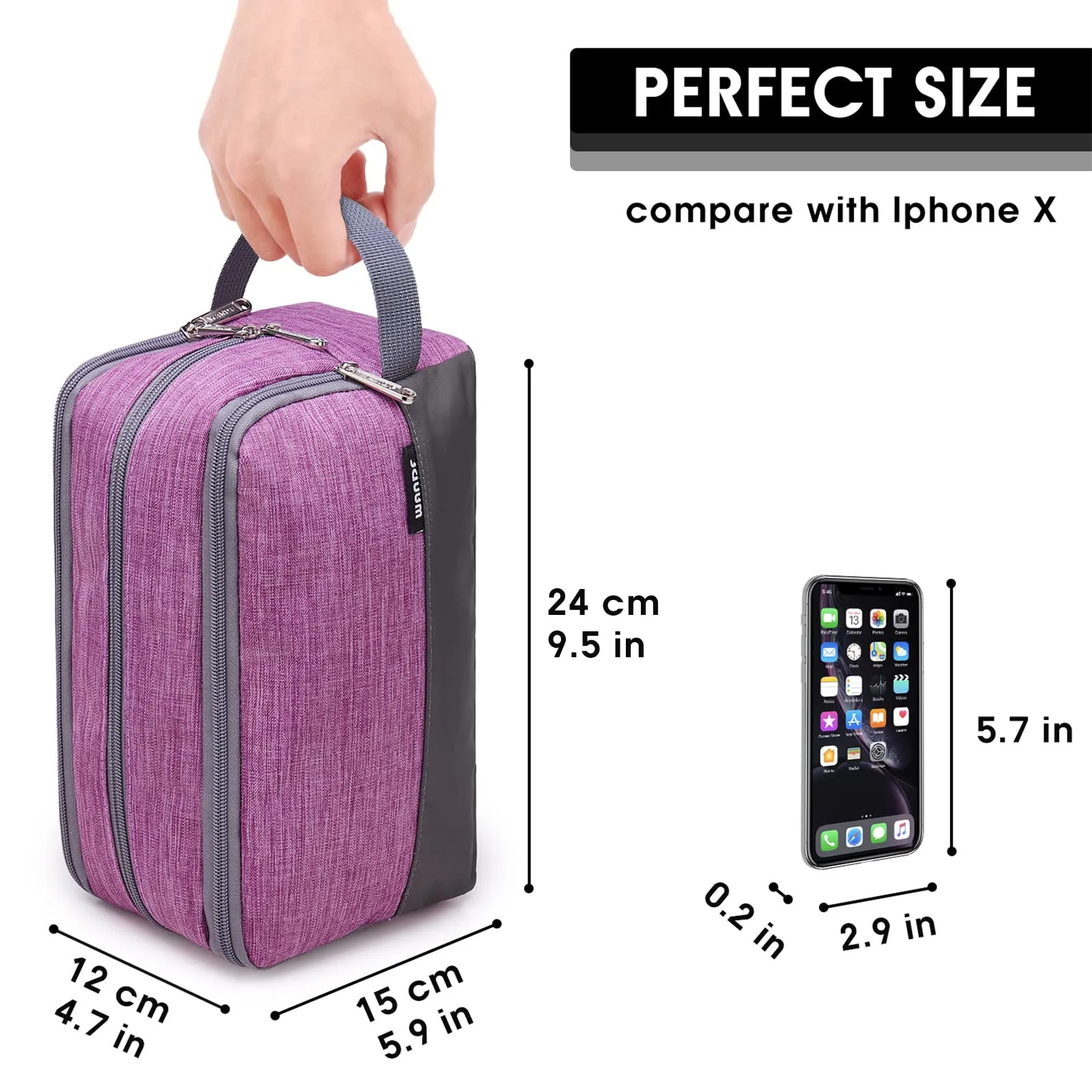 WANDF Borsa da toilette in Nylon Leggero, Denim Purple - immagine 5