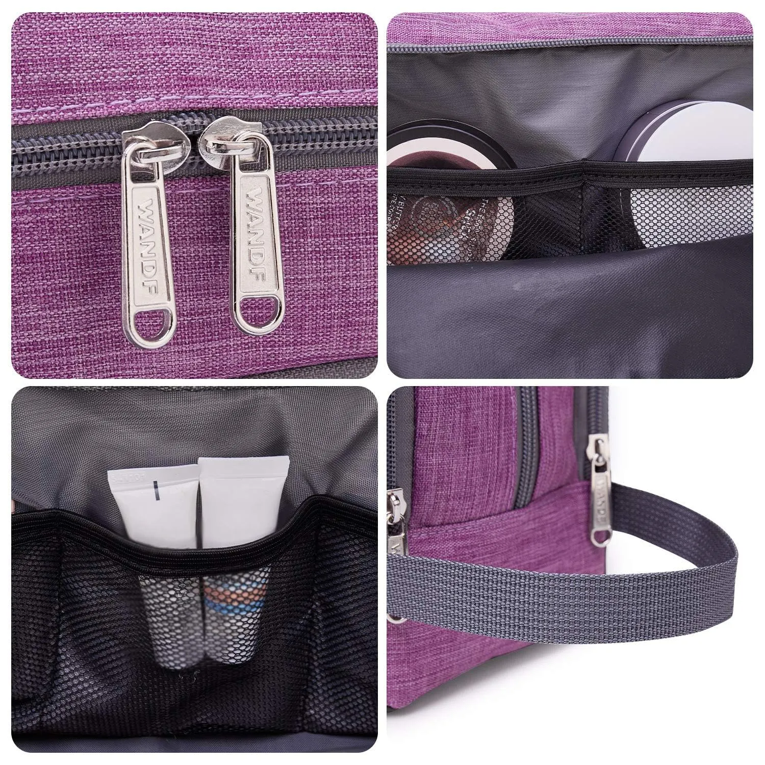 WANDF Borsa da toilette in Nylon Leggero, Denim Purple - immagine 7