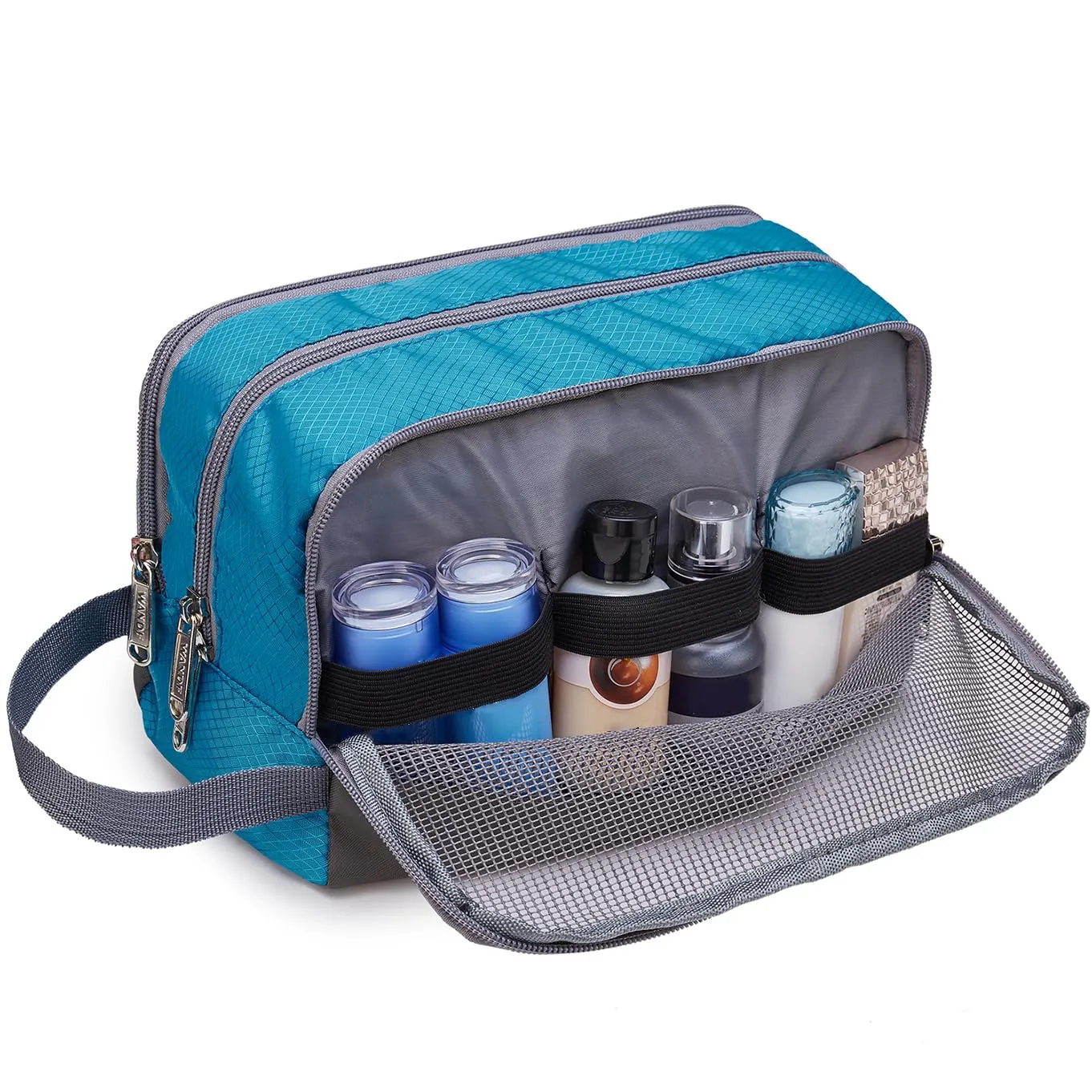 WANDF Borsa da toilette in nylon leggero per uomo e donna, celeste - immagine 4
